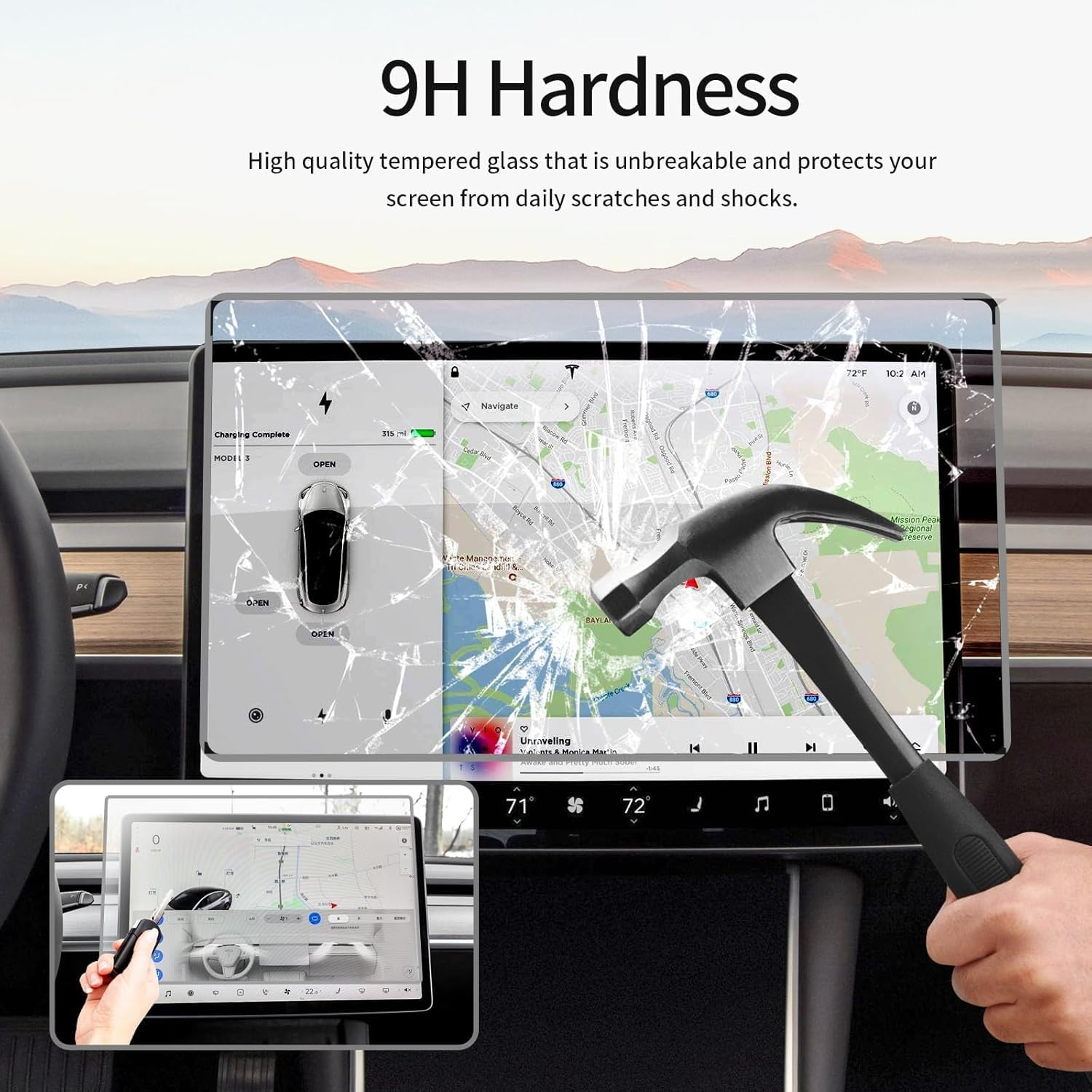 T Tersely Tempered Glass Screen Protector for Tesla Model Y Juniper (2025)/ Model 3 Highland (2024), 15.4" Center Control Touch Car Navigation,Ultra Sensitive/High Definition Screen Protector image number 4