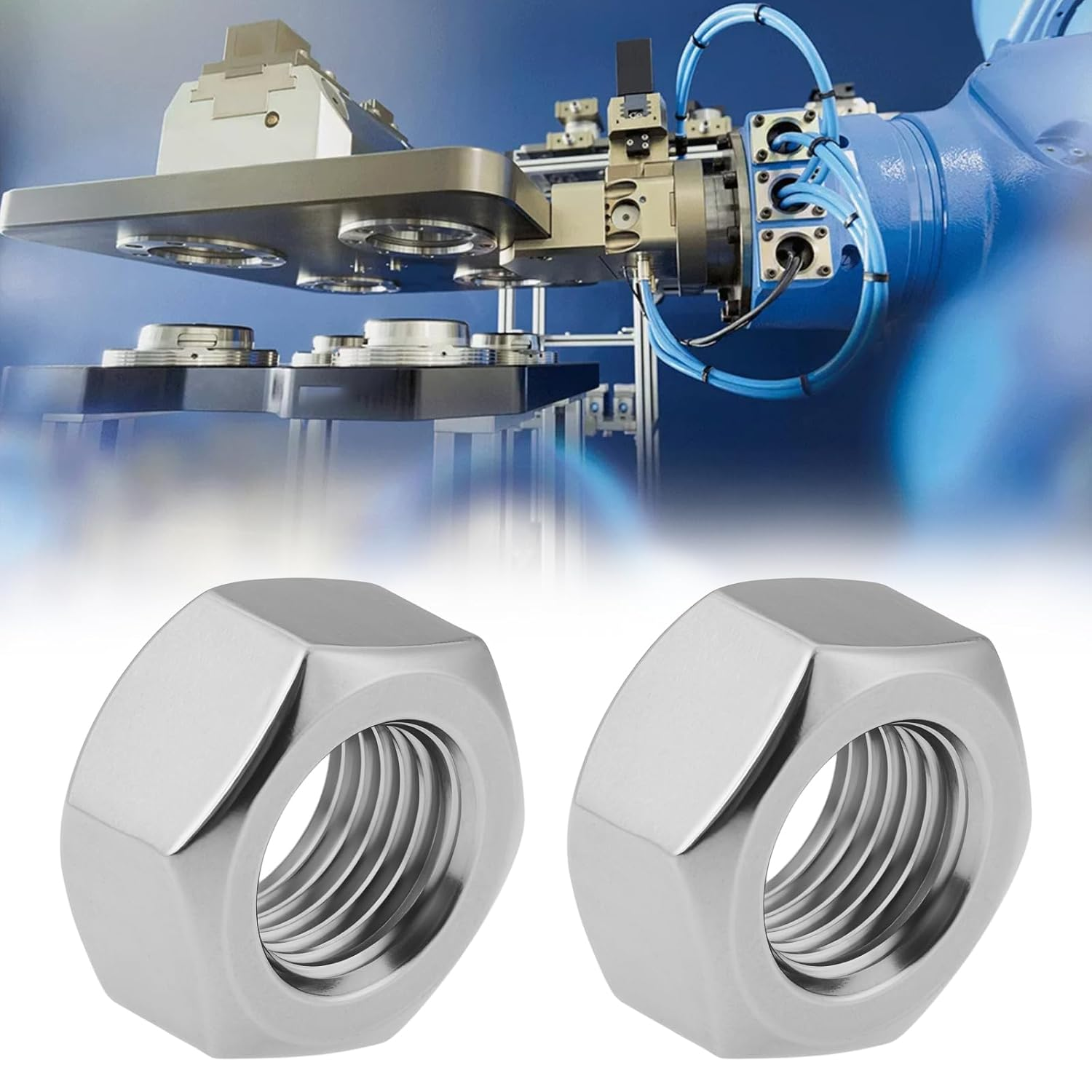 YINETTECH 4PCS M12 X 1.25 Stainless Steel Full Nuts Right Hand Thread Compatible with Machinery and Equipment Connections image number 3