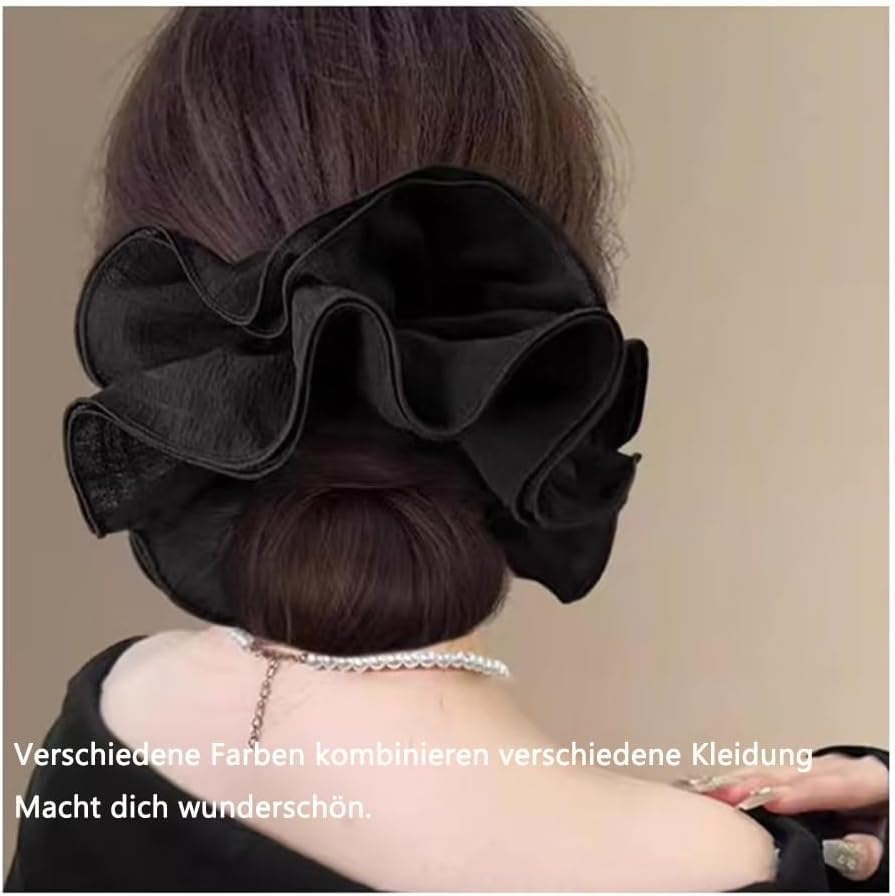 Chiffon Scrunchies Hair Scrunchies with Large Flower Women'S Elastic Bands Soft Elastic Ponytail Holder for Women Girls Hair Accessories (Style I, Pack of 6)