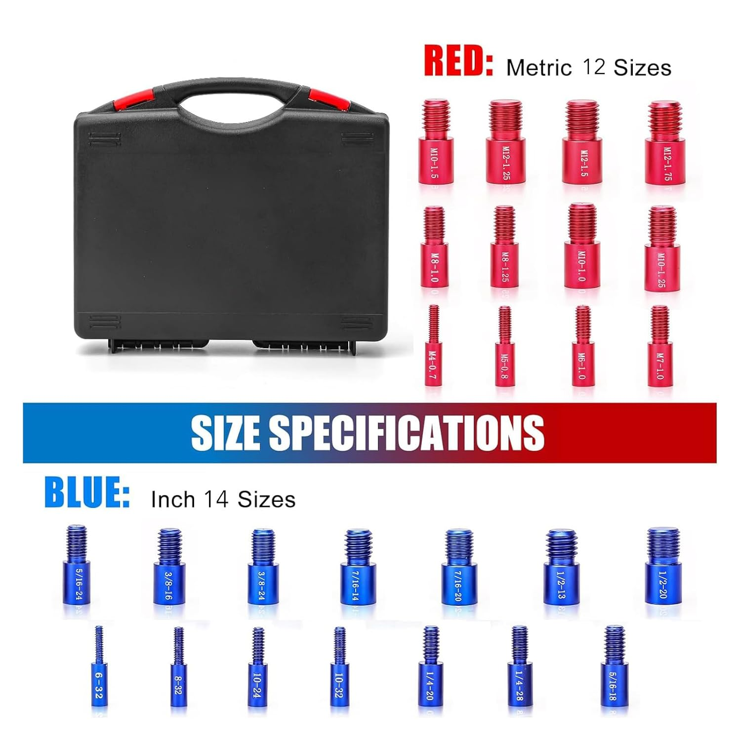 26Pcs Nut and Bolt Thread Checker, Nut and Bolt Measurement Tool Set, Nut Bolt Thread Size Identifier Gauge Tool with a Storage Box, for Maintenance Repair image number 5