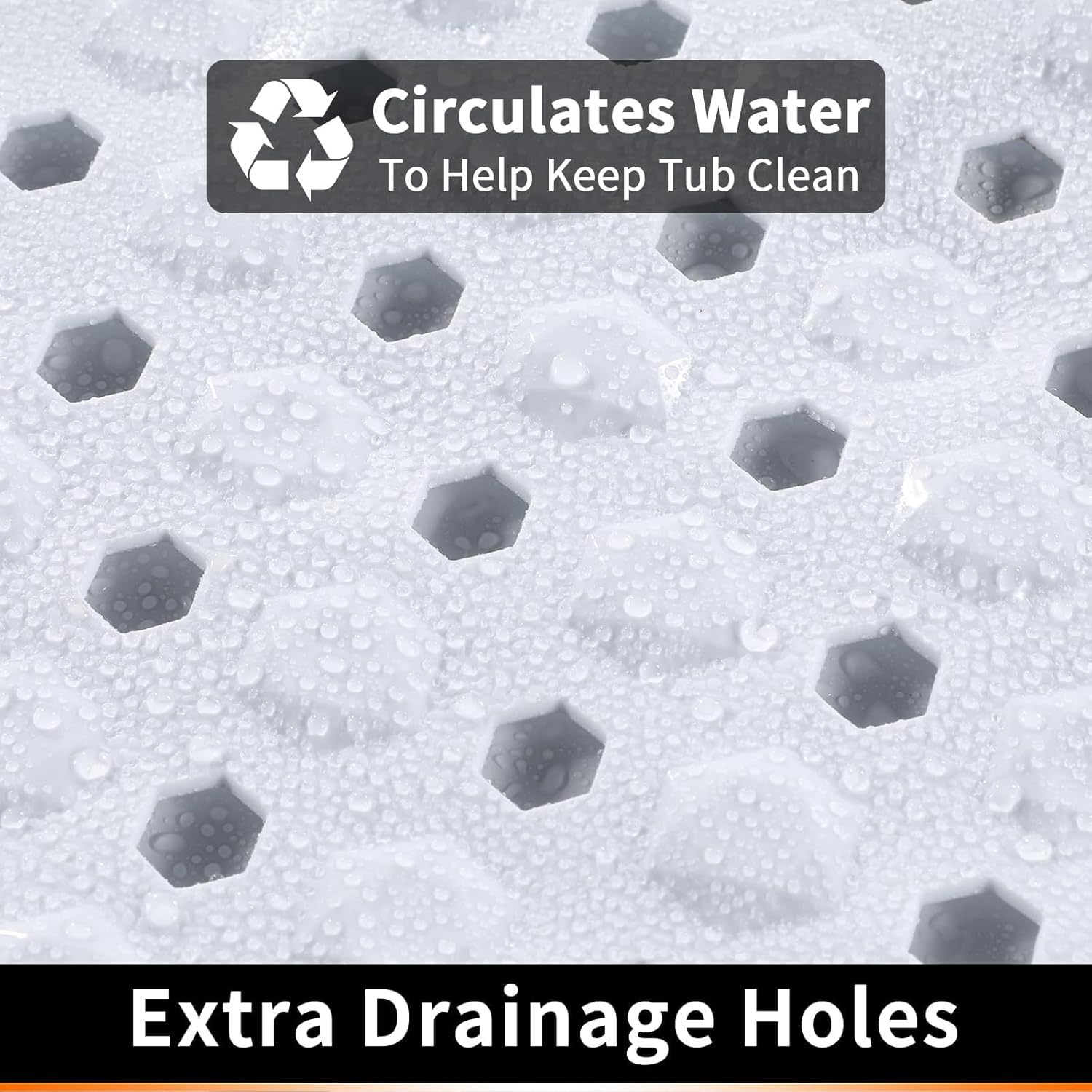 Pafunepu Bath Mat - Large Non Slip Bathtub & Shower Mat with Drain Hole and Suction Cups, Soft on Feet, Machine Washable, Easy Dry (White, 88 * 40CM) image number 2