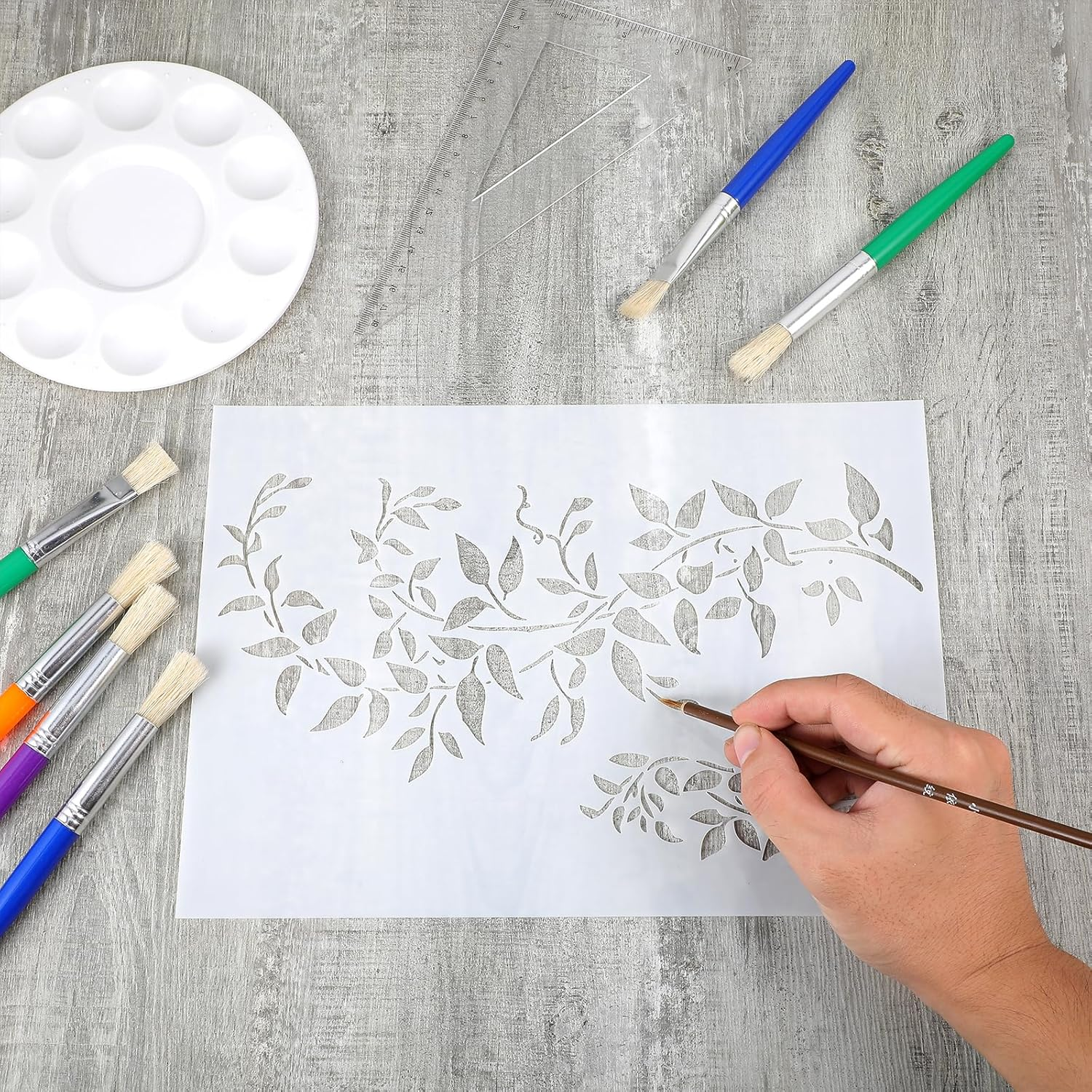 A4 Tree Vine Leaf Stencil for Painting, 8.3" &times; 11.6" Stencils for Leaf Crafts, Plant Painting Stencils for Burlap Art Painting on Wood Wall Door Canvas Home Decor Paint Scrapbook Coloring Decor image number 4