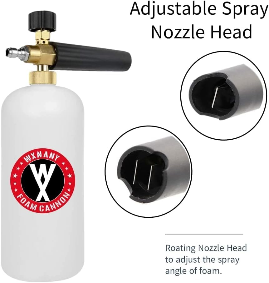 WXNANY Pressure Washer Foam Cannon with 1/4&rdquo; Quick Connector 5 Tips and Holder 1 Liter Bottle image number 3