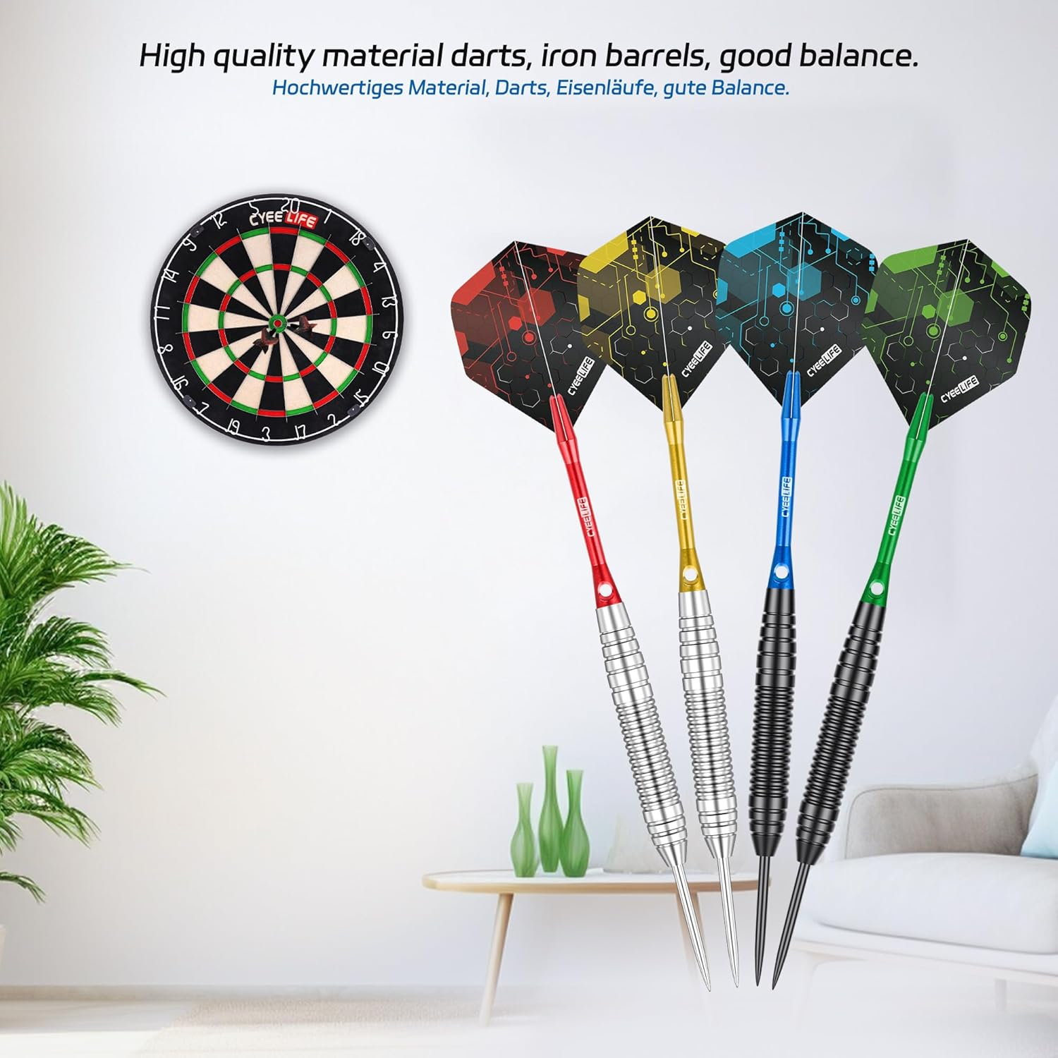 Cyeelife Steel Tip Darts 12 Pack,Professional 20 Grams Metal Dart Set with 4 Color Premium Aluminum Shafts, 4 Style 16Pcs PET Flights and 12 Alu Flight Protectors,Beginner or Professional Darts image number 4