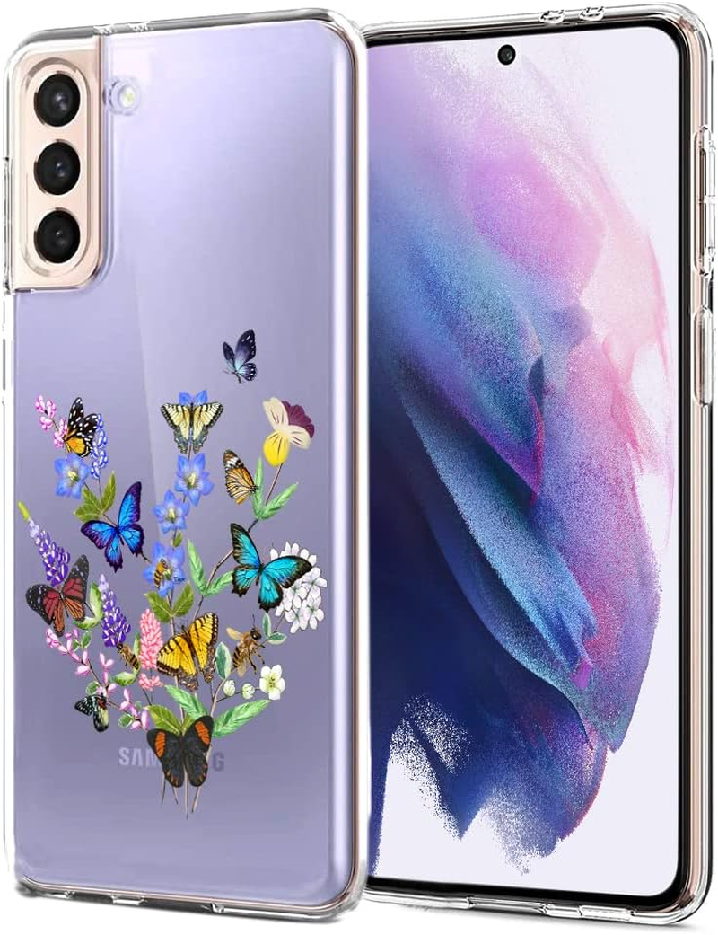 Unov Case Compatible with Galaxy S21 Case Clear with Design Soft TPU Shock Absorption Slim Embossed Pattern Protective Back Cover (Zodiac Galaxy)