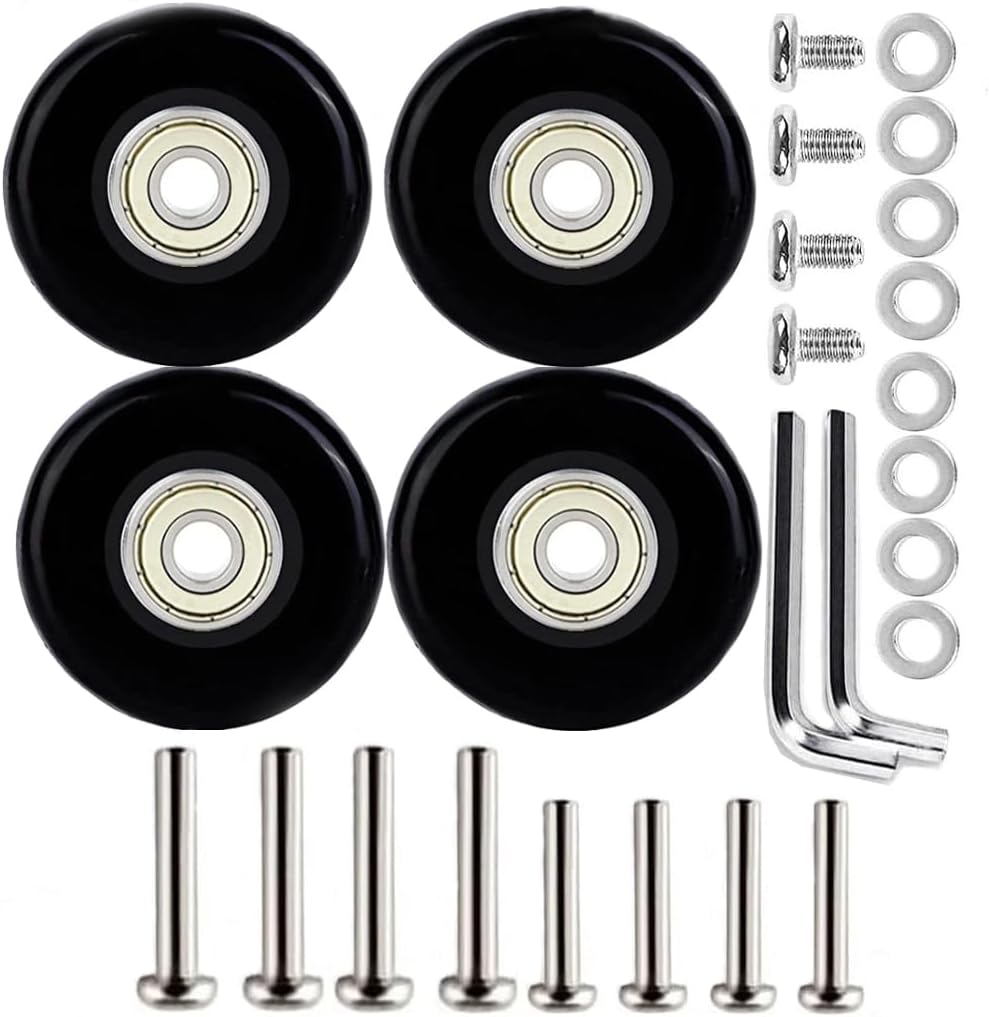 Pack of 4 Suitcase Wheels Replacement Wheels, 50 X 18 Mm Rubber Luggage Suitcase Wheels, Universal Luggage Suitcase Replacement Wheels, Replacement Wheels for Luggage Trolleys Pushchairs image number 2