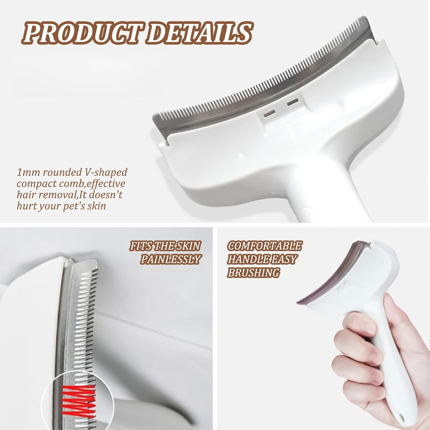 Culinavog Self-Cleaning Pet Grooming Brush for Dogs & Cats-Slicker Brush with Smooth Handle,Pet Hair Shedding Removal Comb,Removes Loose Fur, Shedding,Tangles & Mats,Safe for Long & Short Hair,White image number 6