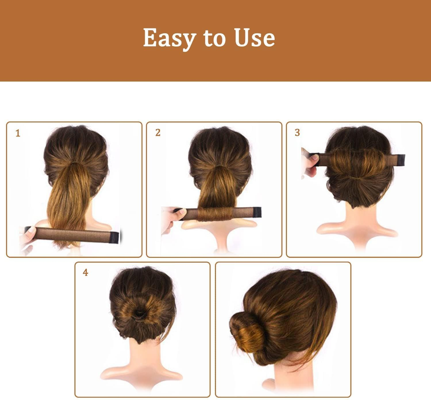 YOKONICOY Easy Snap-And-Roll Bun Hair Tool,4Pack Hair Bun Maker, Magic Bun Tool, Donut Hair, Perfect Bun Makers Hair Pins French Twist Donuts for Updos Kids Women Ballerina Bun Shaper Easybun image number 1