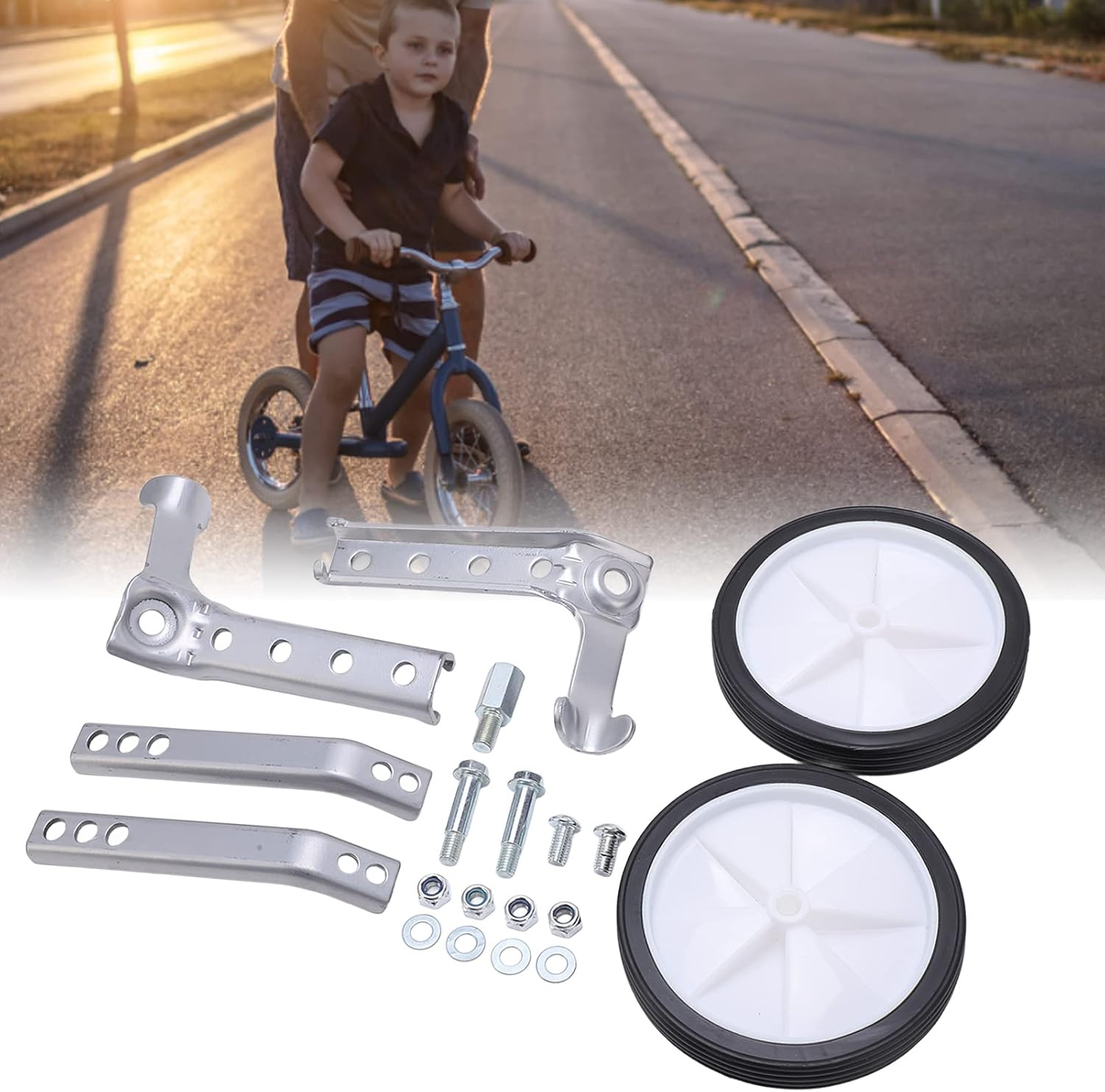 Training Wheels for Kids Bike, Training Wheels, Adjustable Stabilizer Mounted Kit, Compatible for 18 20 22 24 Inch Single Speed, Suitable for Beginners image number 3