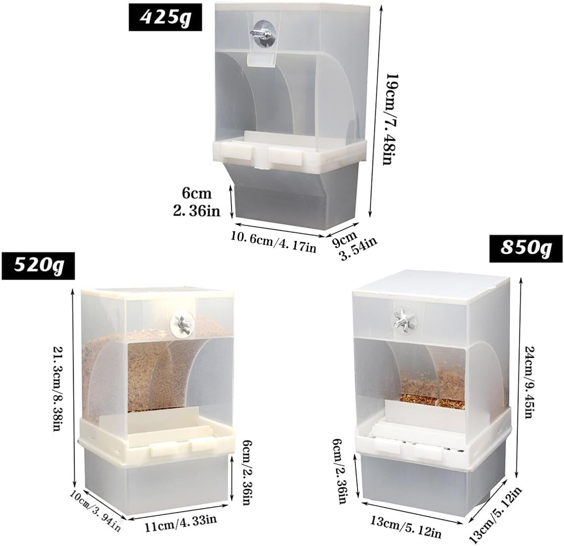 Jade Deals Automatic anti - Splash Bird Feeder - for Budgies, Cockatiels & Small Parrots, Available in 425G/520G/850G Sizes image number 3