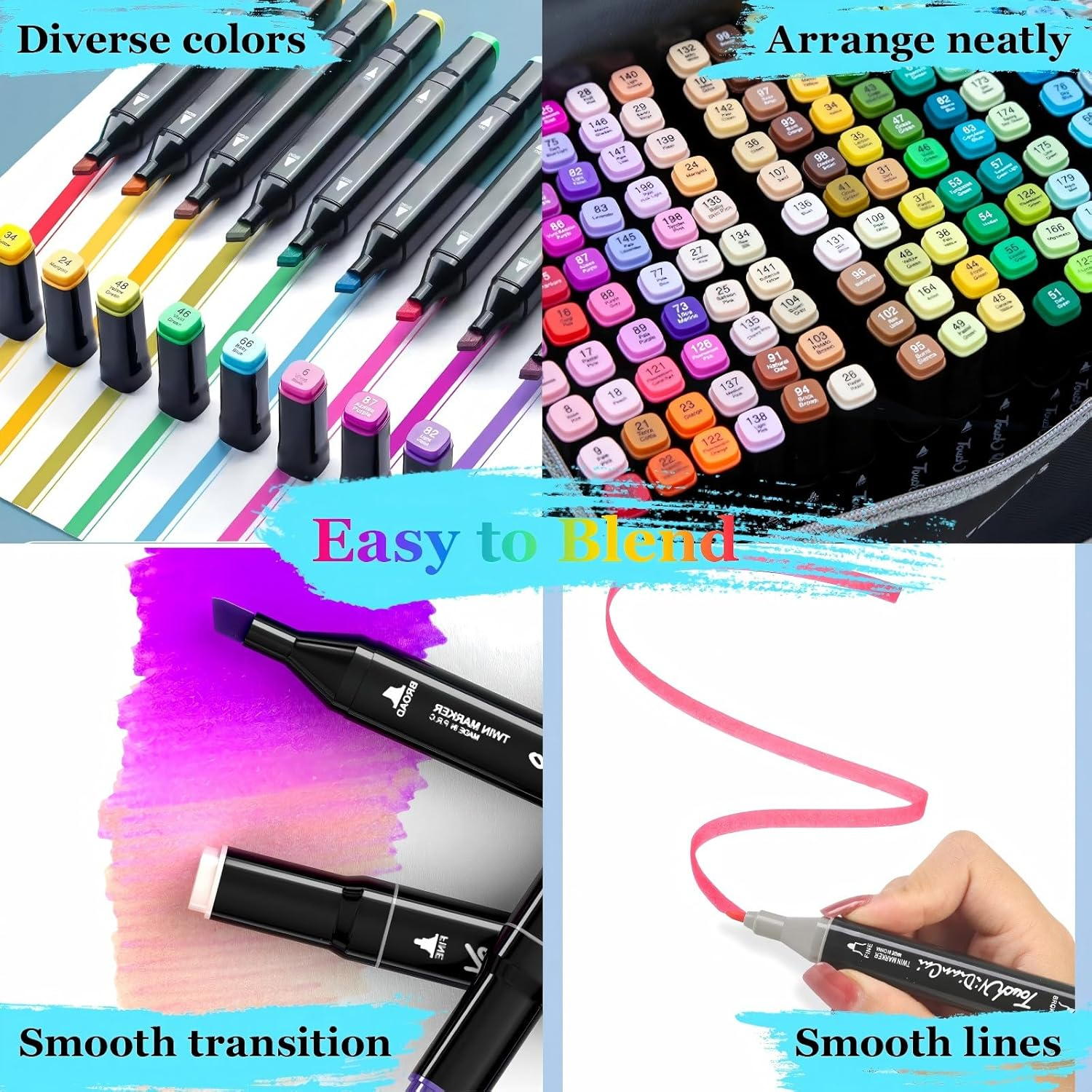 Markers with Base, 262 Colors Markers Artist Drawing Art Dual Tip Markers Perfect for Kids Boys Girls Adult, for Coloring, Highlighting, Illustration Kids Adults Family Art Painting, the Best Gift image number 6