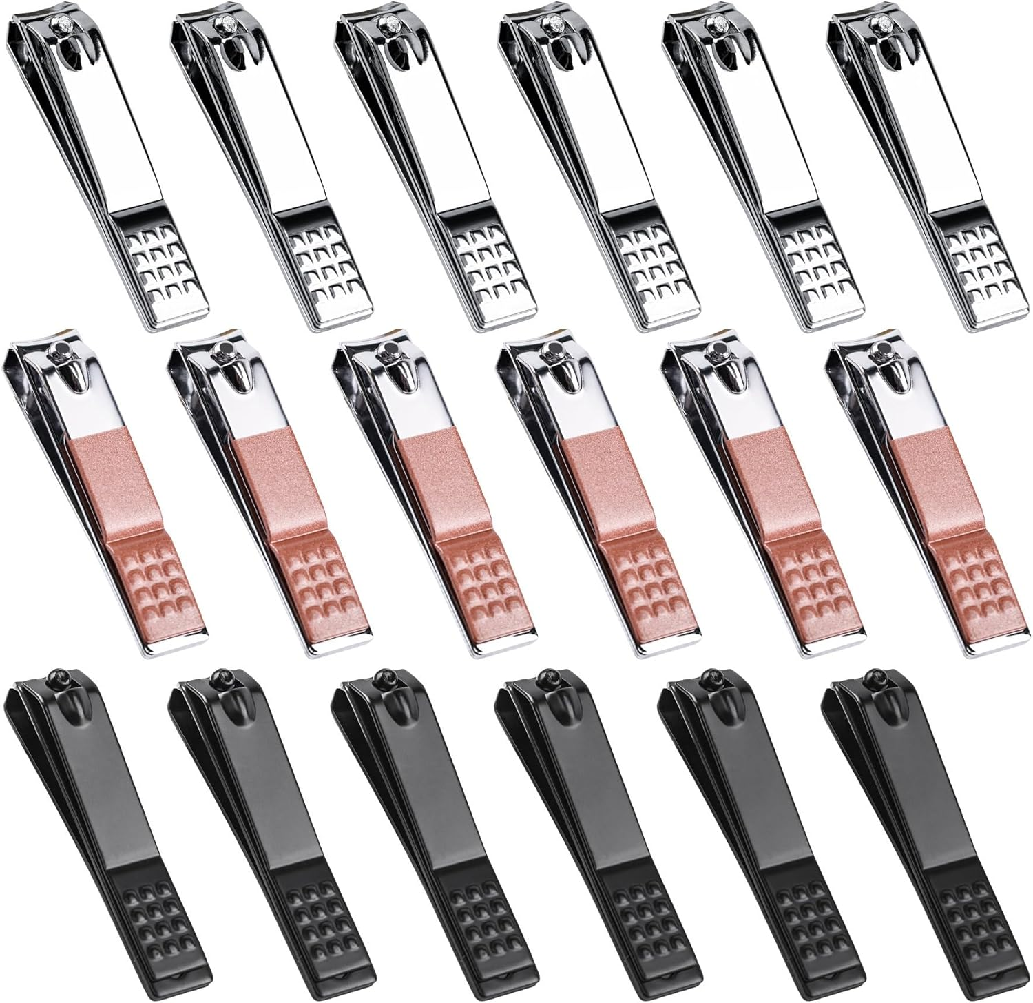 Framendino, 18 Pack Stainless Steel Small Fingernail Toenail Nail Grooming Clippers Bulk Tools Set for Mens Women Silvery Rose Gold