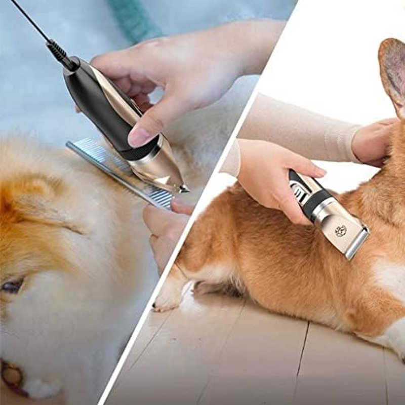 Retoo Dog Clipper for Dogs and Cats with 4 Attachments Cordless Comb, Scissors, File, Pet Hair Trimmer, Dog Trimmer, Rechargeable Pet Hair Trimmer, Dog Grooming Clippers, Gold image number 3