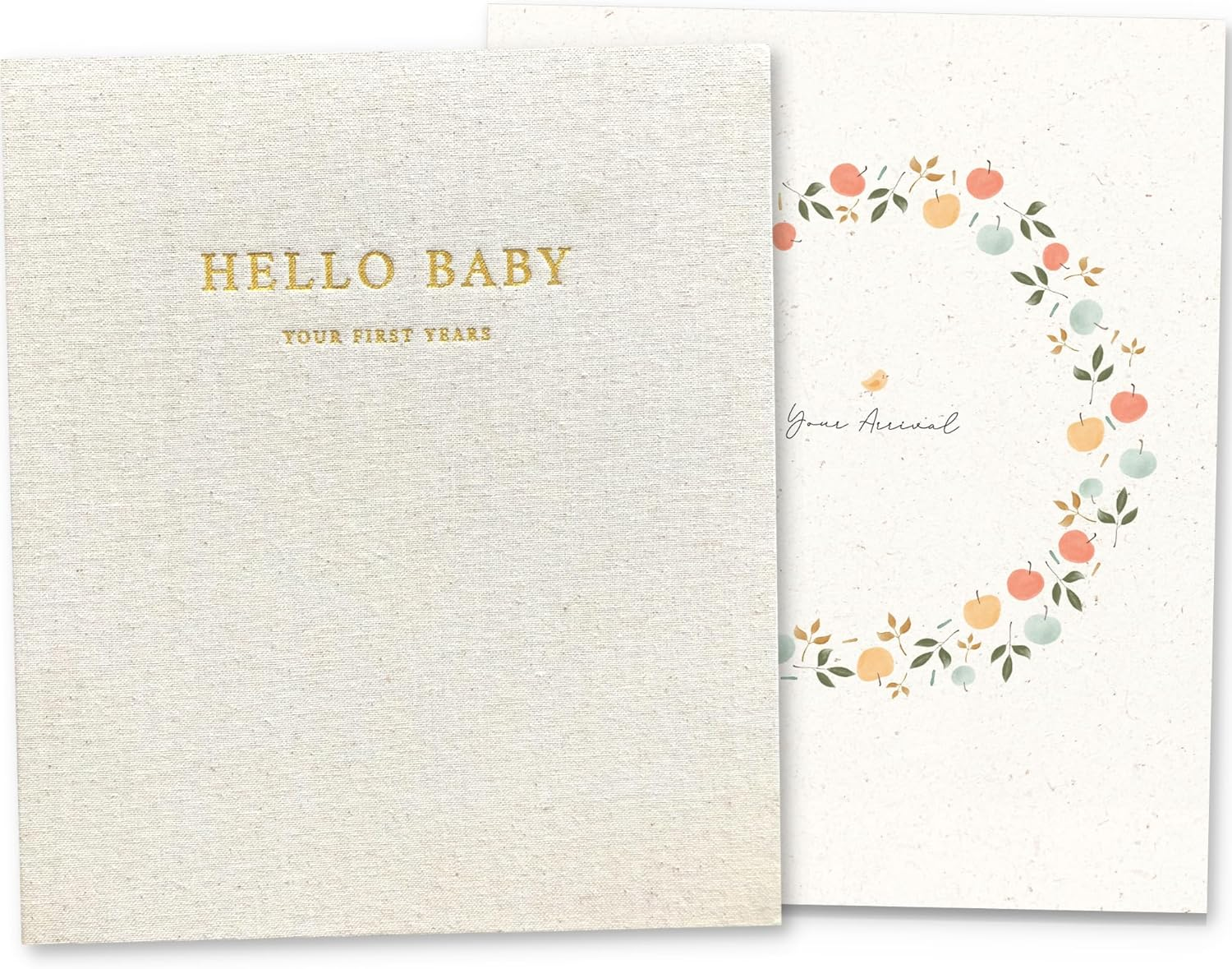 Peachly Unisex Baby Memory Book | Baby Book First Year Baby Book Keepsake for Milestones | Simple Cute Baby Scrapbook | Baby Books for Boy or Girl | Natural Linen - Clementine image number 1