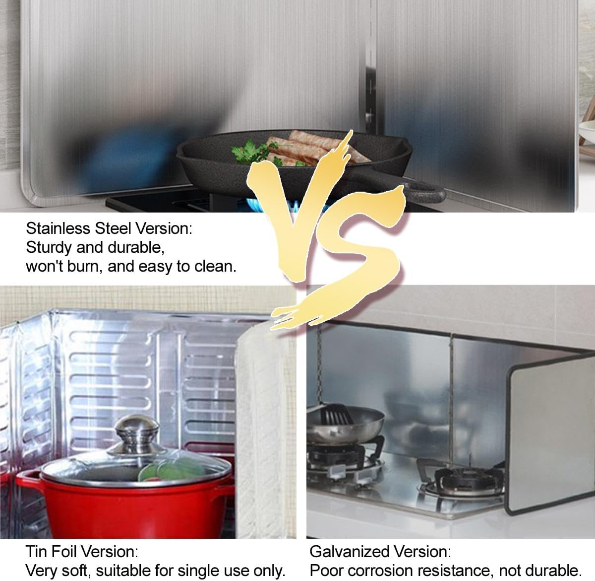 4 Sided anti Splatter Shield Guard, Foldable Grease Splash Guard, Stainless Steel Splatter Screens for Kitchen Gas Stove Frying Fine Mesh Oil Heat Insulation, 80 * 45 * 50Cm Extra Large image number 4