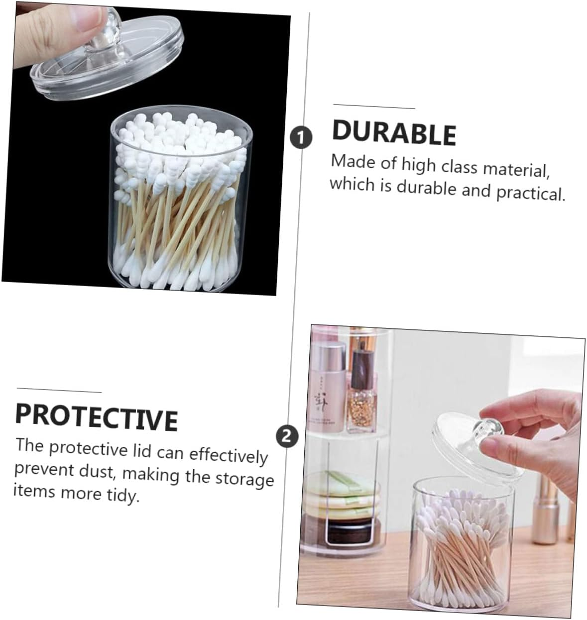 3Pcs Transparent round Cotton Swab Holder Storage Boxes for Bathroom Pads Organizer Container Dustproof Design image number 5