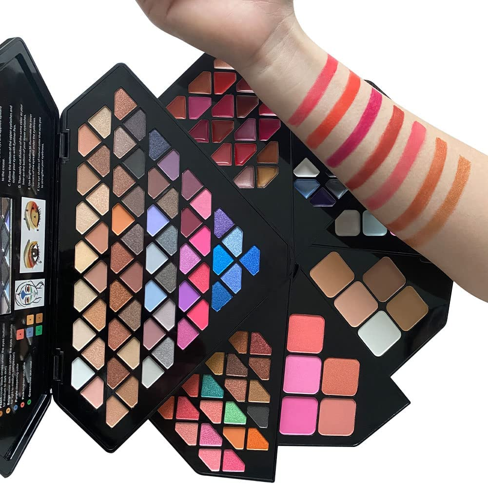 VERONNI All in One Makeup Palette Set, 130 Colors Makeup Kit Eyeshadow Palette Set - Including Eyeshadow, Lip Gloss, Concealer, Highlighter, Eyebrow Gel and Blusher Makeup Gift Kit (130 Colors) image number 2