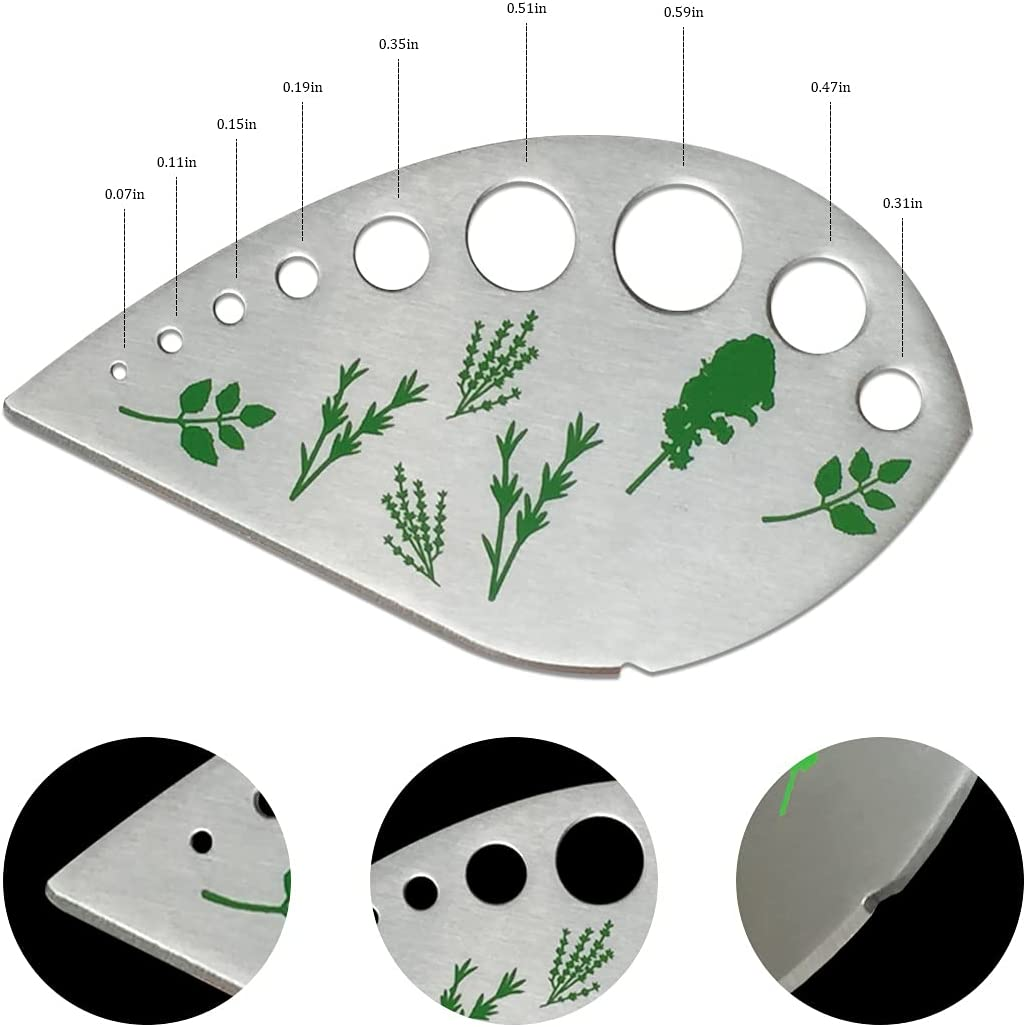 Herb Stripper Stainless Steel Kitchen Herb Leaf Stripping Tool Kitchen Gadgets for Kale, Chard, Collard Greens, Thyme, Basil, Cilantro Tool (9 Holes) image number 1