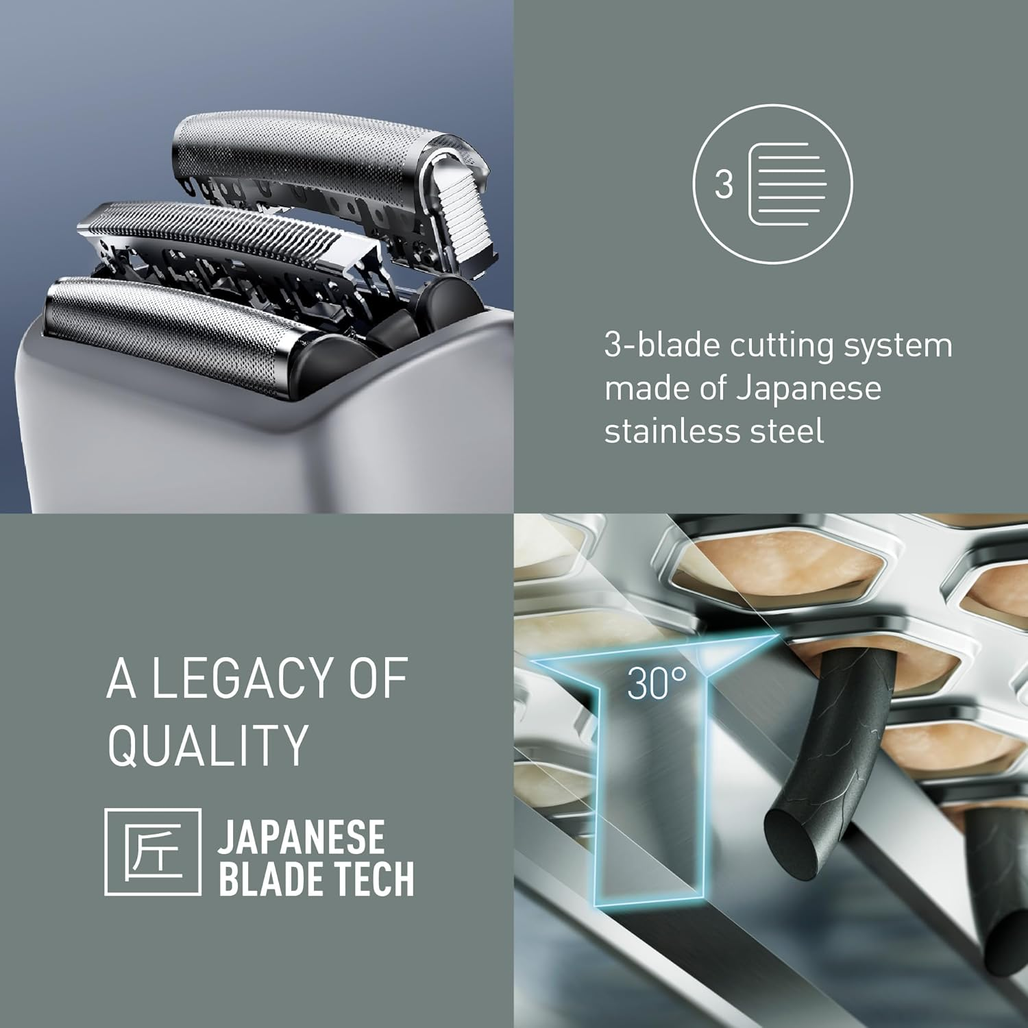 Panasonic Series 500 Wet & Dry 3-Blade Electric Shaver for Men, Stainless Steel Blades, Flexible 10D Head with USB-C Charging, Black (ES-RM3FXK541) - Black image number 2