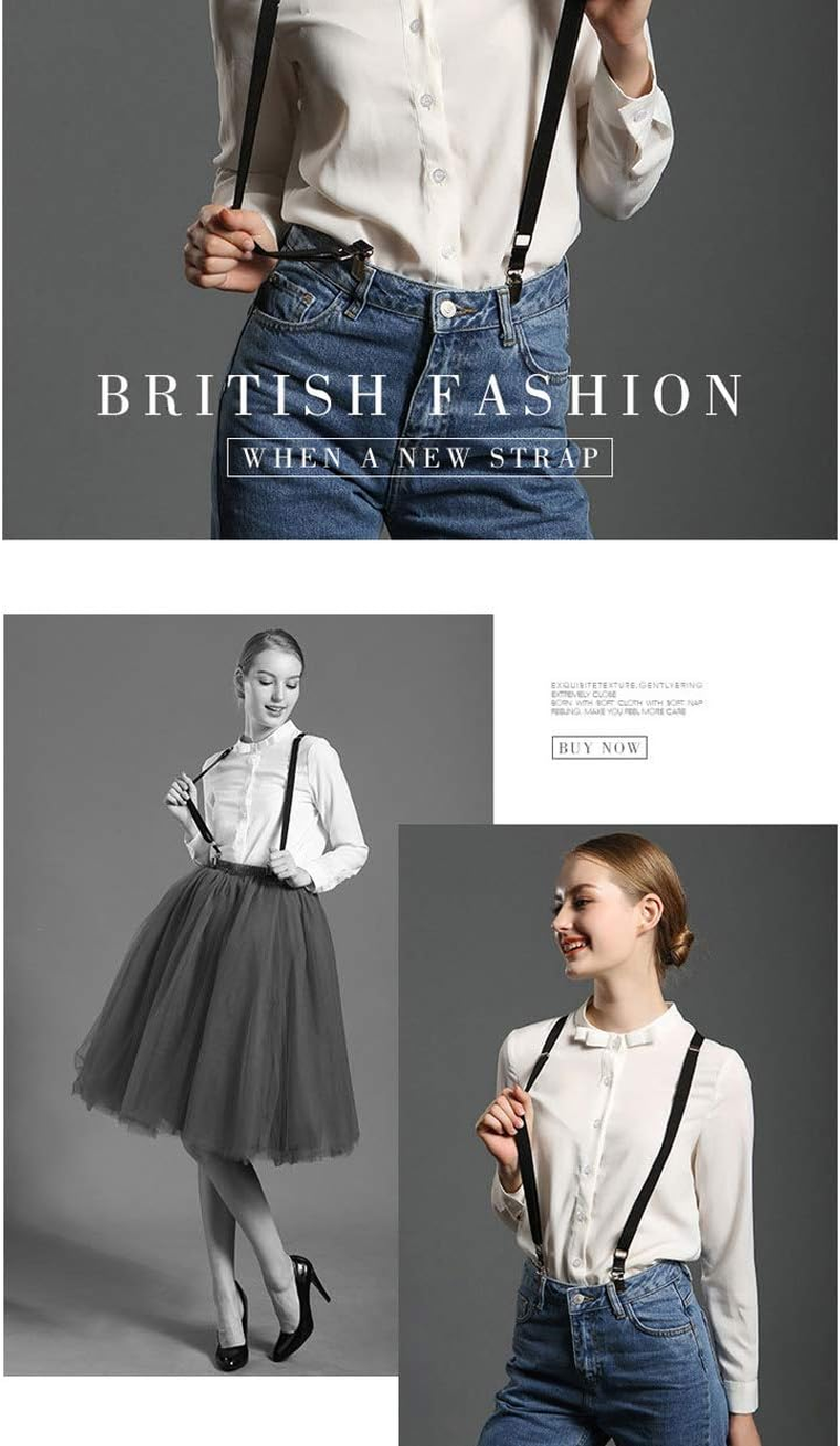 Mens Suspenders 1" Inch Elastic Adjustable Y-Back Clip-On Suspender - Black - Suspender  Bow Tie Set image number 6