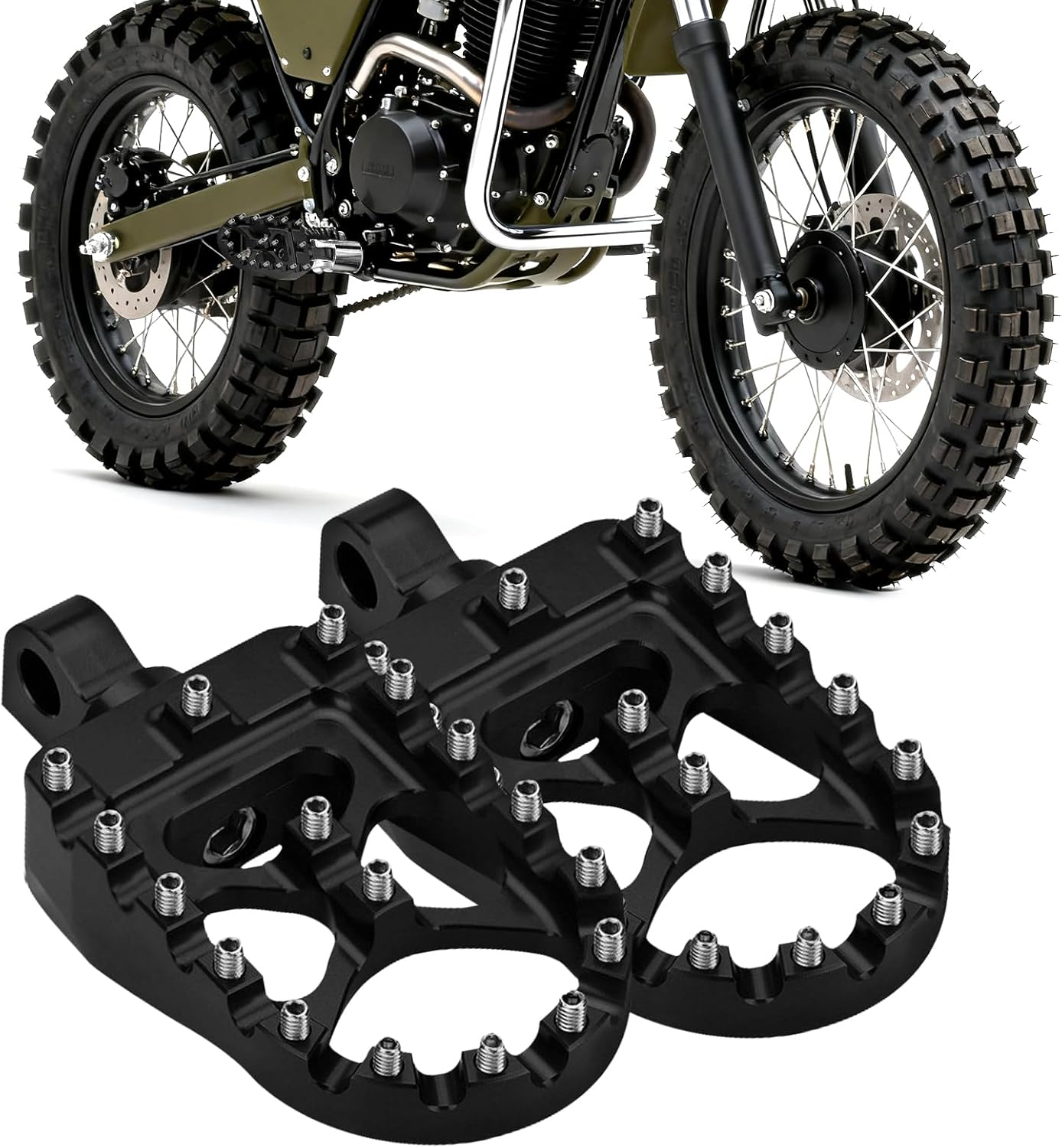 Pacify Motorcycle Foot Pegs,Aluminum Alloy CNC Dirt Bike Pegs 360&deg; Roating anti Slip Wide Bicycle Pedal Fit for Harley Dyna Sportster Fatboy Iron 883 Accessories (Black)