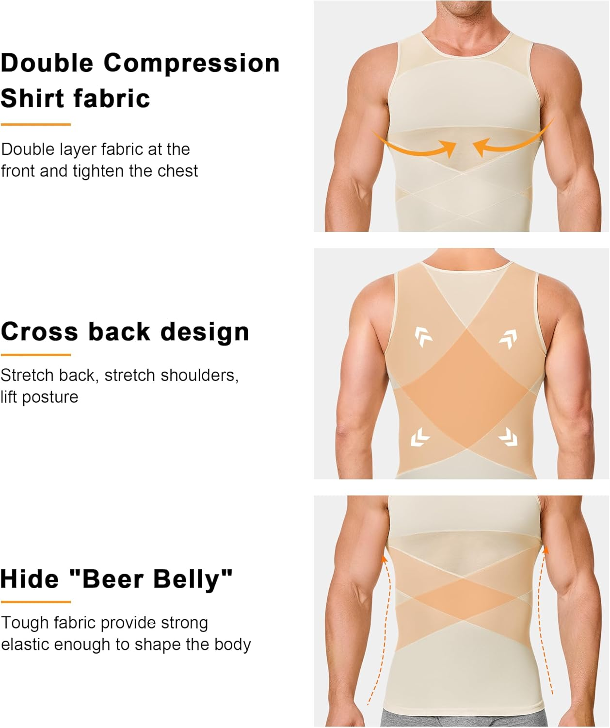 Compression Shirt for Men Slimming Undershirt Body Shaper Tank Top for Gynomastica Sleeveless Shapewear Vest Men image number 3