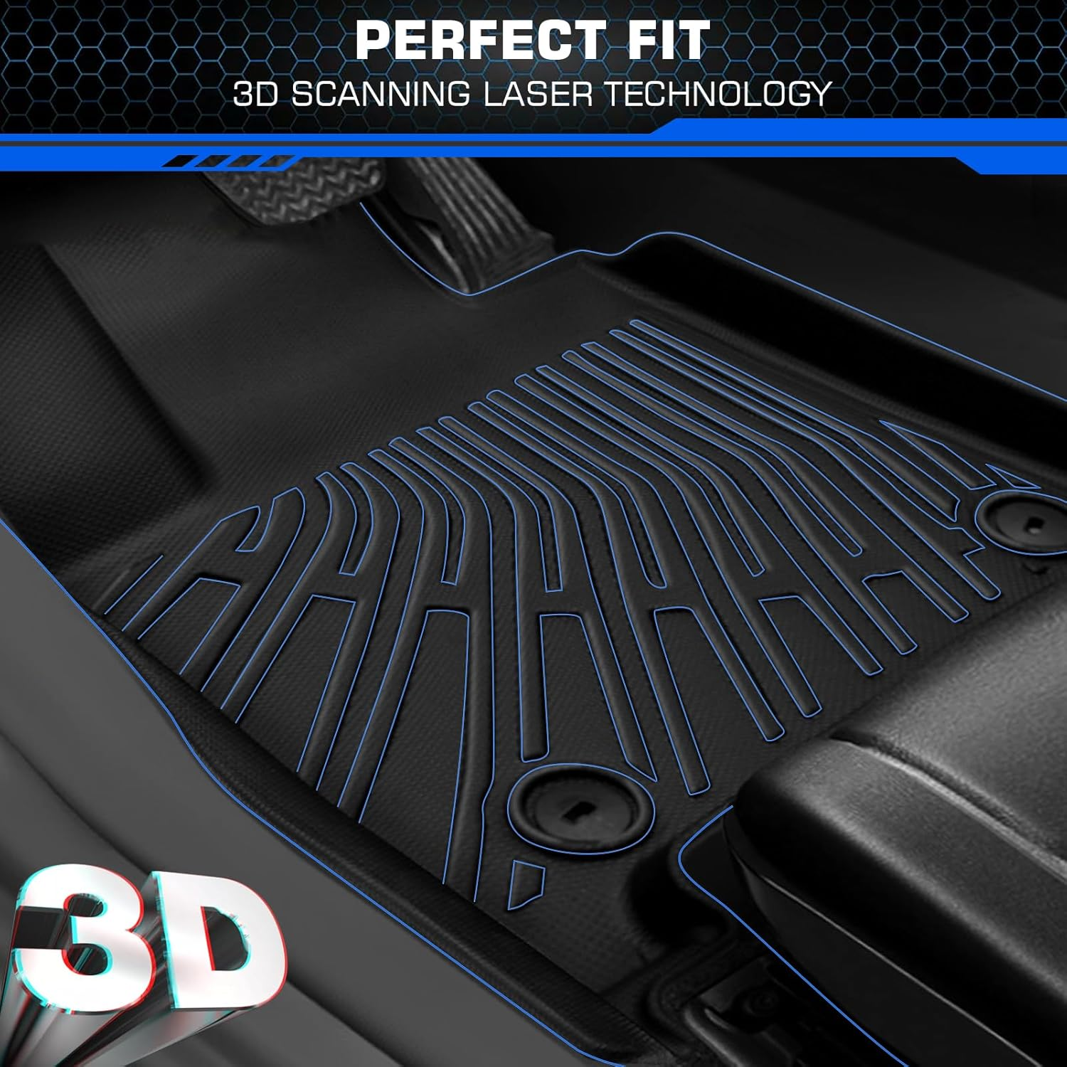 Floor Mats for Toyota Highlander 2008-2013 Non Hybrid, All Weather TPE Floor Liners, 3D Waterproof Custom Fit Car Accessories, 1St & 2Nd & 3Rd Row & Trunk Mat, Anti-Slip Mat Full Set image number 1