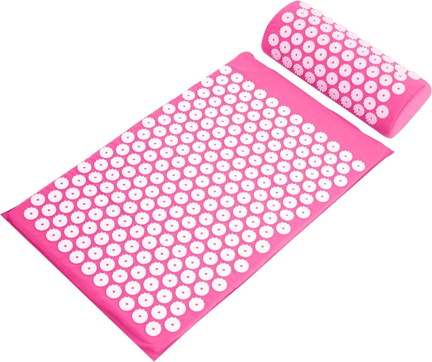Acupressure Mat & Pillow Set for Back and Neck Pain Relief &ndash; Spiky Acupuncture Massage Mat for Muscle Relaxation, Stress Reduction & Improved Circulation (Pink) - Pink image number 2