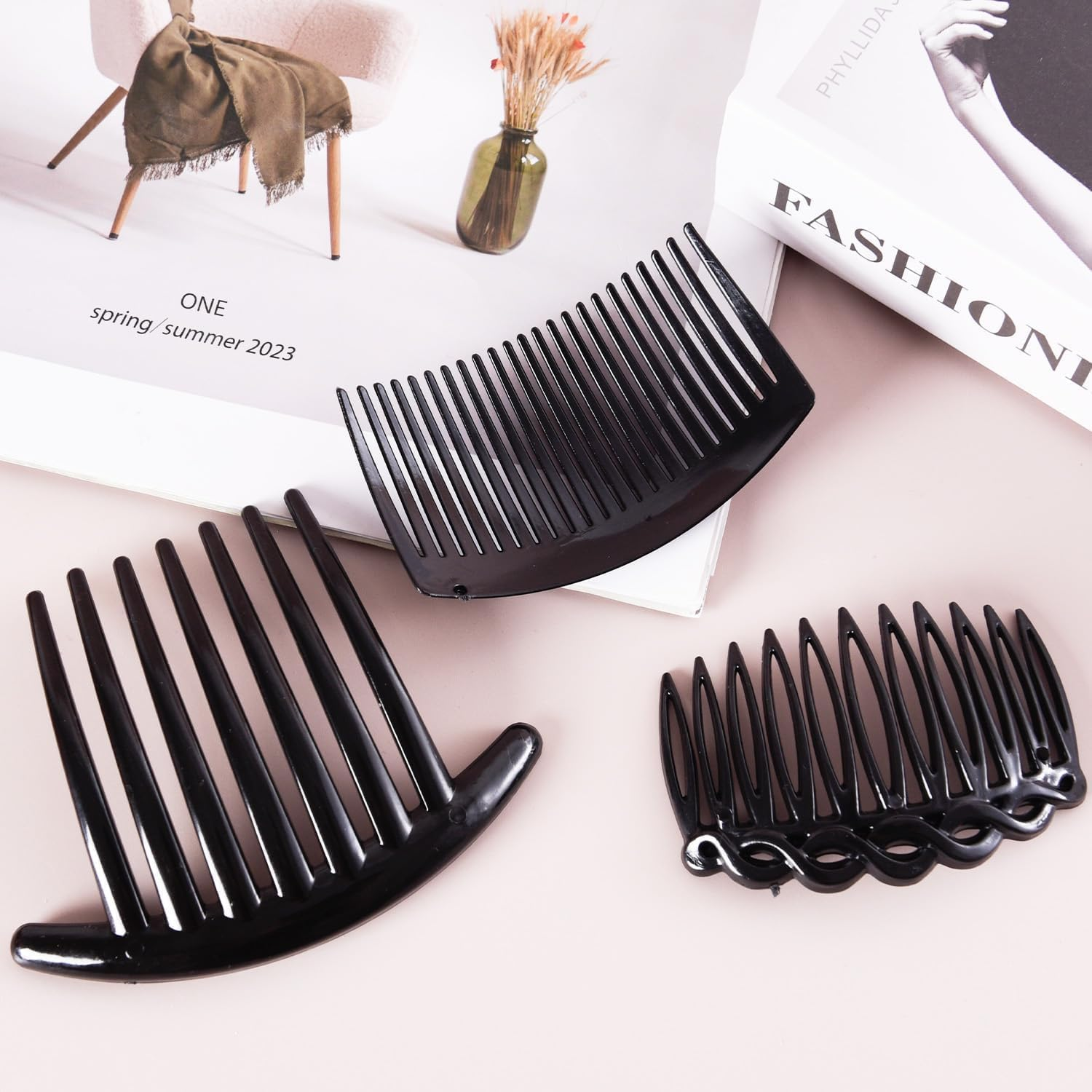 Pack of 3 Hair Combs Slides, Plastic French Twist Side Combs Strong Hold Twist Teeth Slide Clips Accessories Black Comb for Multiple Hairstyles Girls Women Girls Thick Fine Hair image number 6