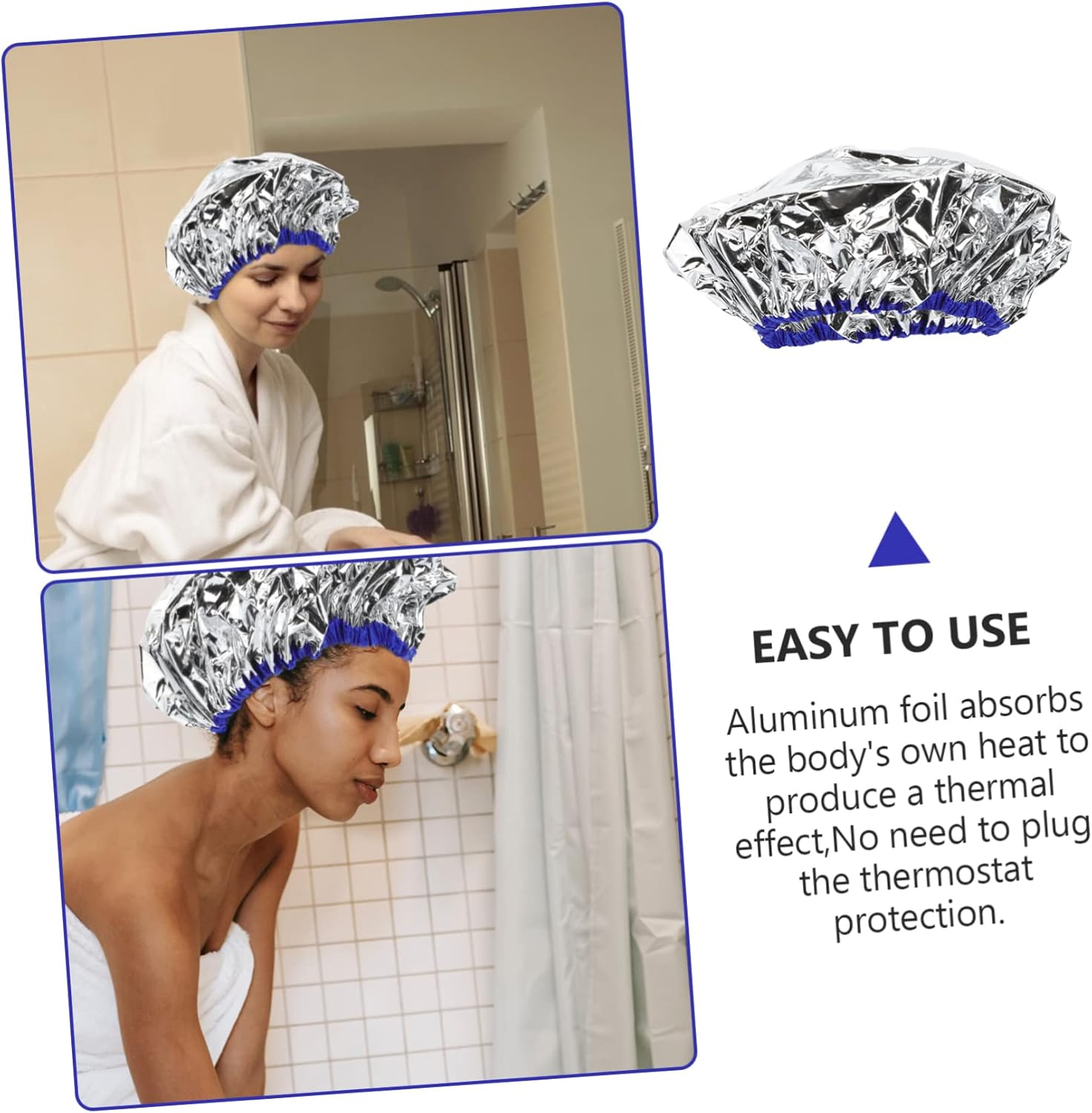 CALLARON 1Pc Heating Hair Processing Cap Reusable Foil Hair Care Cap for Deep Conditioning Heat Insulation Elastic Design for Home Salon Use Silver image number 5