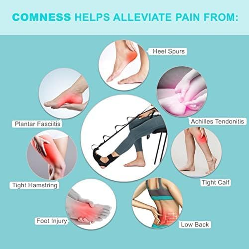 Calf & Foot Stretcher with Strap,Yoga Aid for Plantar Fasciitis, Heel Spurs, Foot Drop, Achilles Tendonitis & Hamstring - Pink image number 3