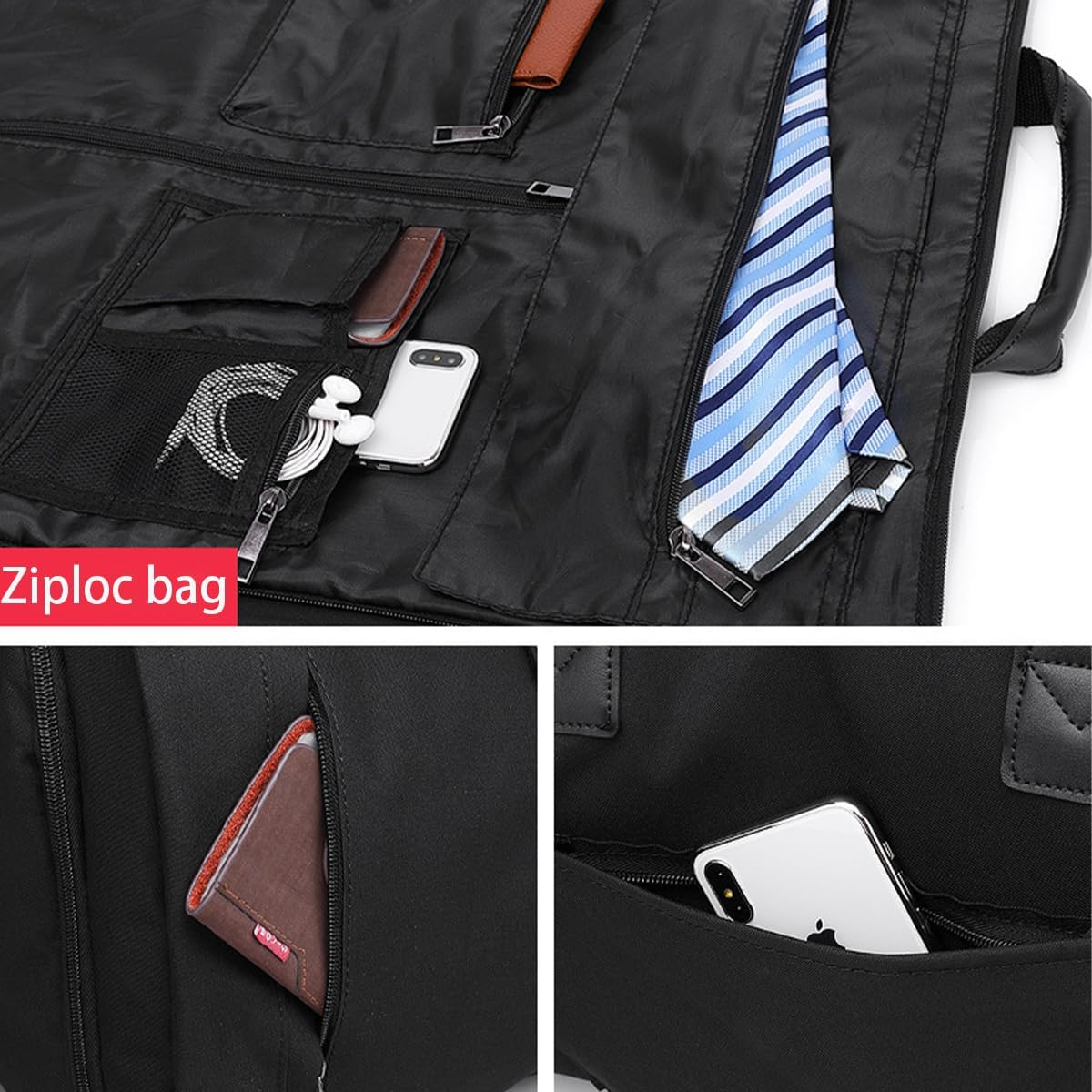 Garment Bags, Convertible Garment Bag with Shoulder Strap, Shoes Compartment, Carry on Travel Suit Bags, 2 in 1 Garment Duffle Bag for Men Women Weekender Bag (Extra Large Dark Black) image number 3