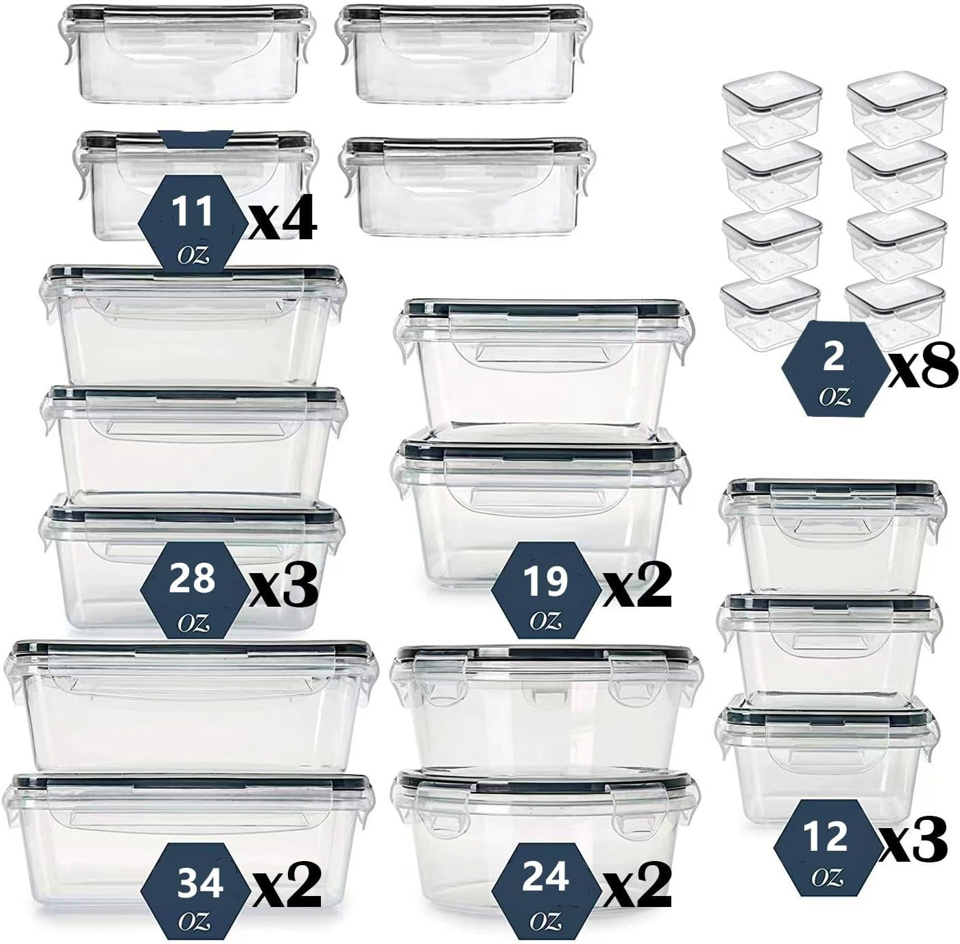 24 Pack Food Storage Containers with Airtight Lids, Meal Prep Containers, Bento Boxes for Lunch - Food Container, Freezer Containers, Fridge Organiser for Kitchen Organisation image number 2