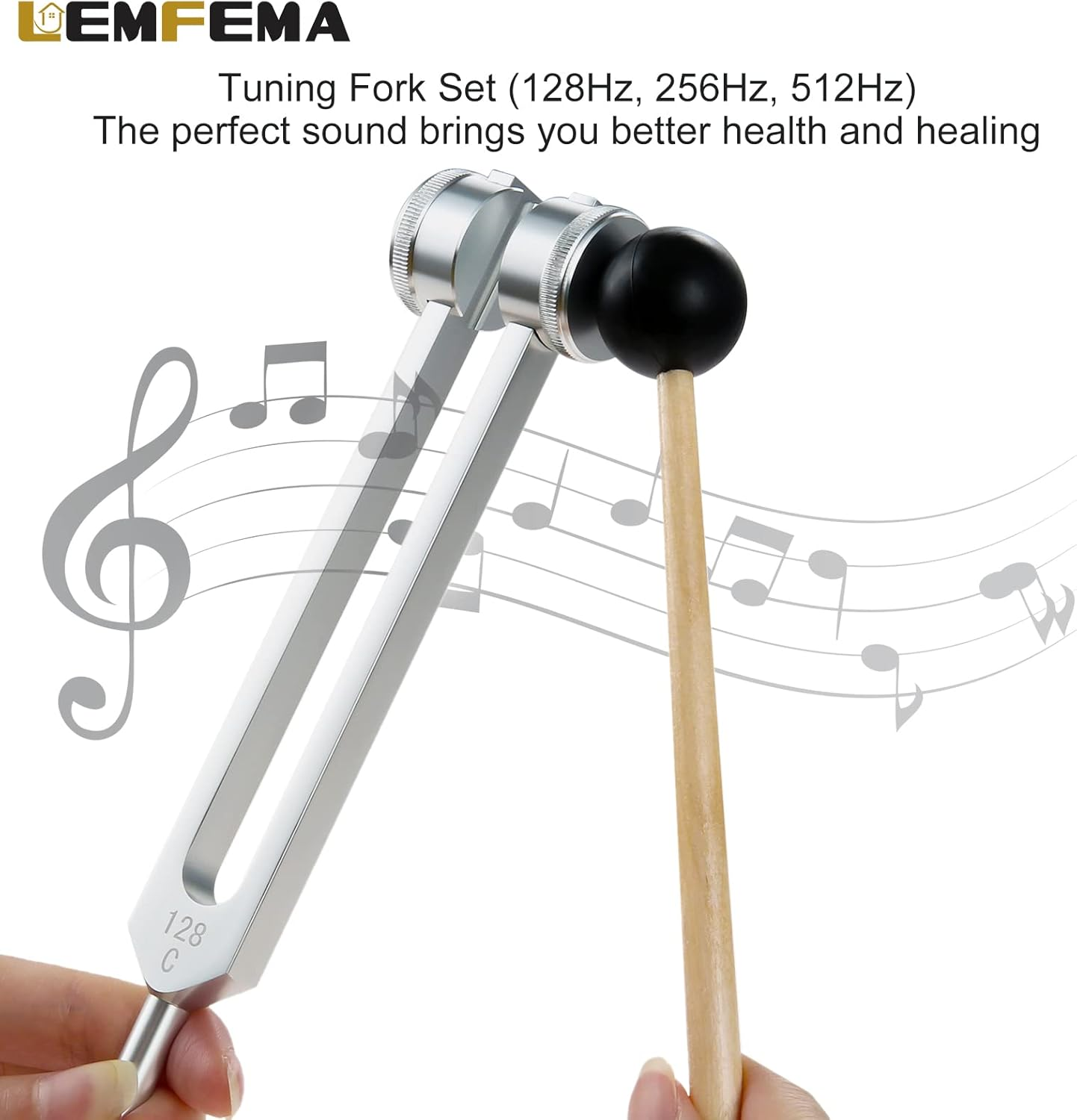 128Hz, 256Hz, 512Hz Tuning Forks for Healing, Chakra Body Tuning Forks Perfect for Sound Set,Musical Instrument, Therapy, for Stress & Sleep, Chakra Balance, Mental Focus, Relaxation