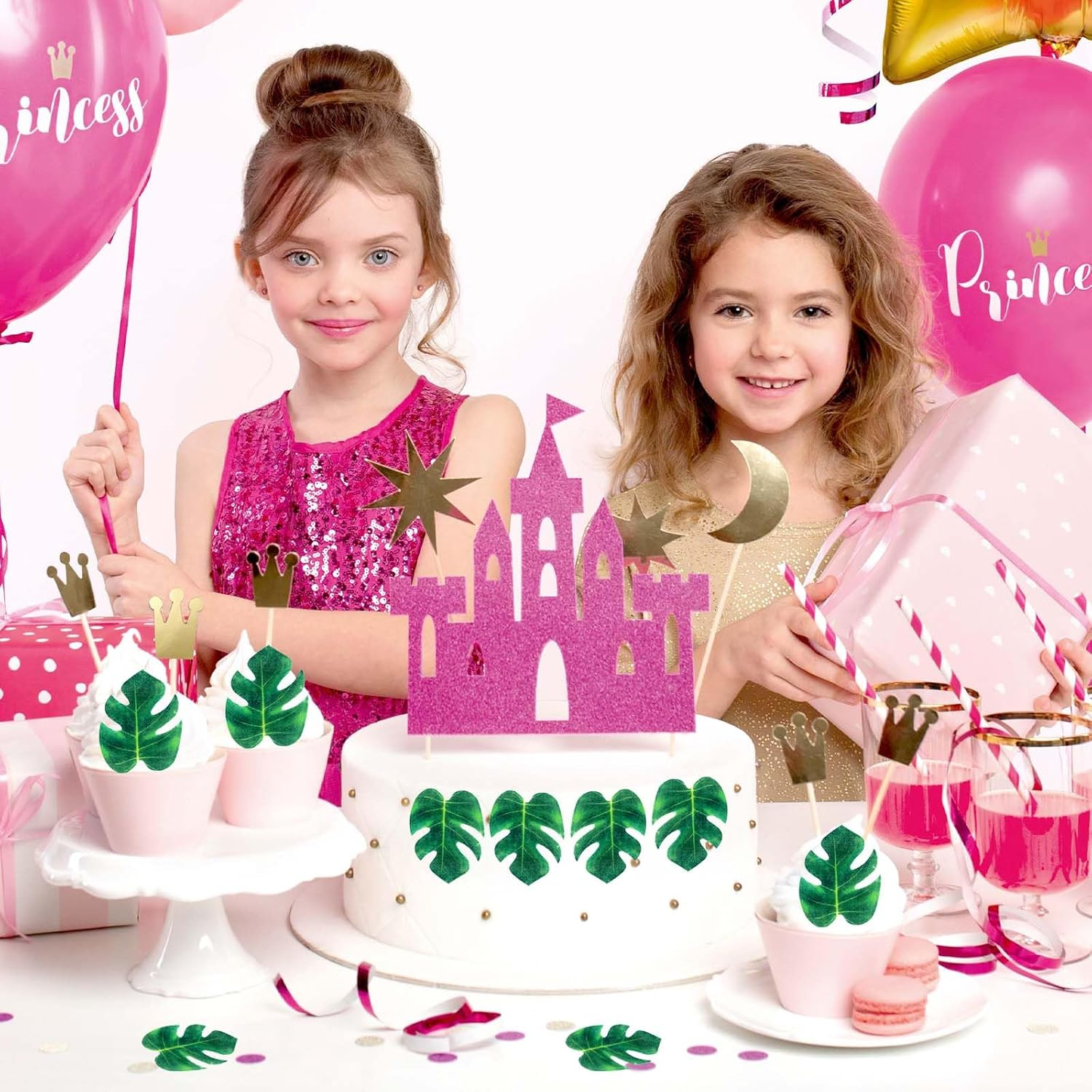 48Pcs Cupcake Toppers Edible Artificial Tropical Monstera Leaves Tropical Palm Leaves Cake Topper Cake Monstera Leaf Decoration for Hawaiian Jungle Summer Tropical Wedding Birthday Cake image number 6