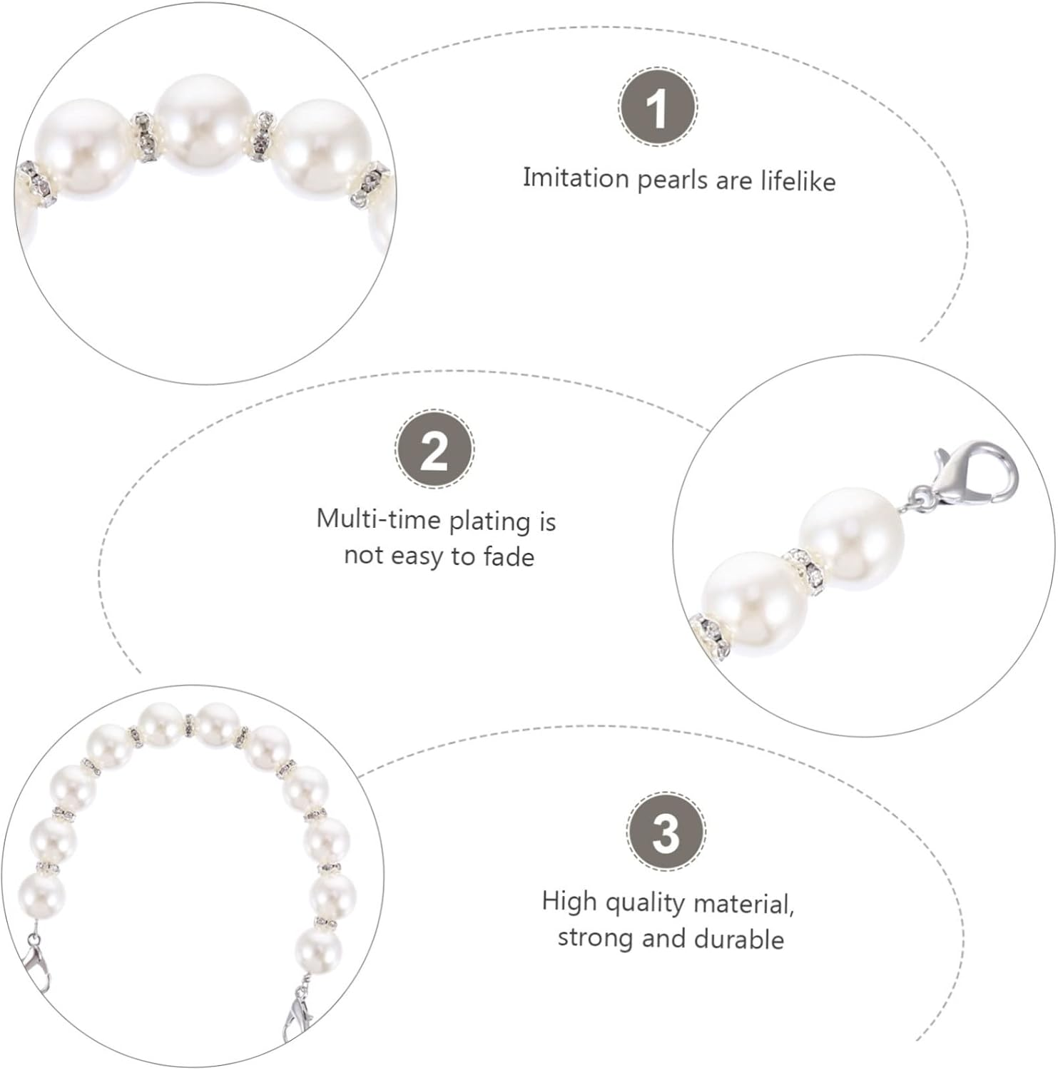 HAPINARY Fashionable Metal Pearl Chain Bag Strap Luggage Strap DIY Purse Chain Replacement for Old Broken image number 3