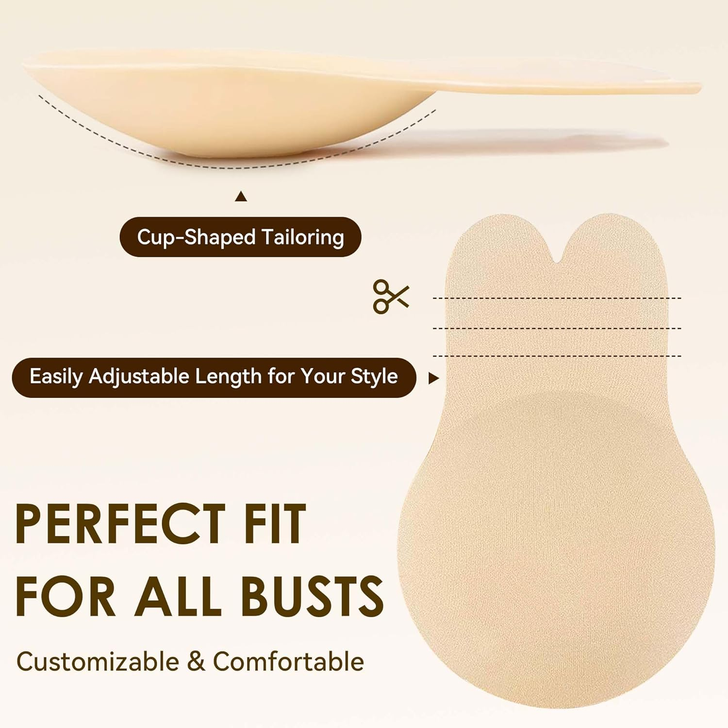 2 Pieces Sticky Bra - Push up Adhesive Backless Strapless Invisible Bra with Nipple Covers Reusable Self-Adhesive Bras image number 5