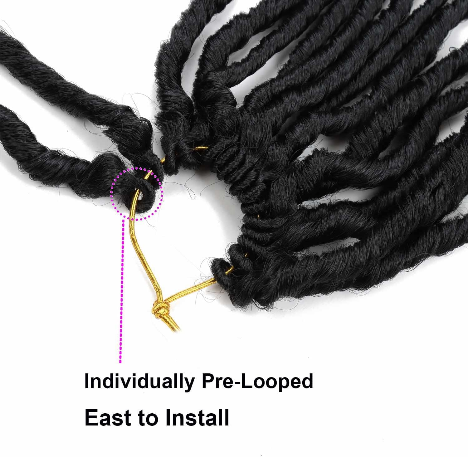 Crochet Braids Twist Hair Goddess Faux Locs Curly Ends Dreadlocks Braids Synthetic 6 Packs 50.8 Cm Hair Extensions High Temperature for Black Women (Deep-1B) image number 5