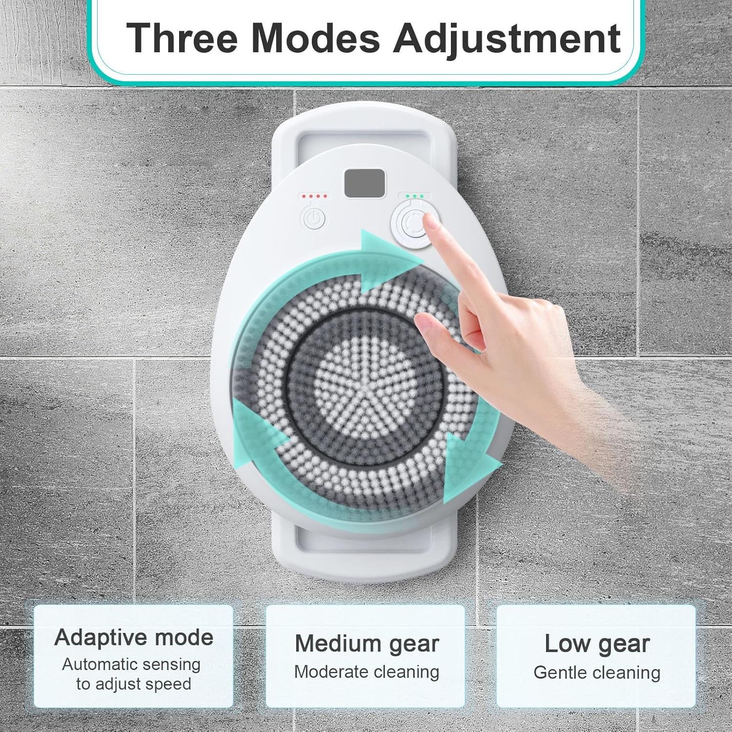 Electric Shower Brush for Body, Wall Mounted Back Scrubber, Rechargeable Exfoliating Bath Brush with Soft Bristles, 3 Speed Adjustment, 360&deg; Automatic Rotation, Deep Cleansing (Single Brush Head) image number 2