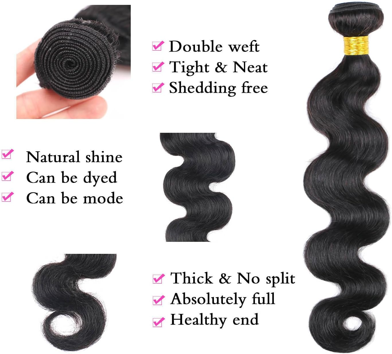 Body Wave Bundles Human Hair 18 Inch 10A Grade Human Hair Bundles Body Wave 1 Bundle 100% Unprocessed Brazilian Virgin Hair Extensions