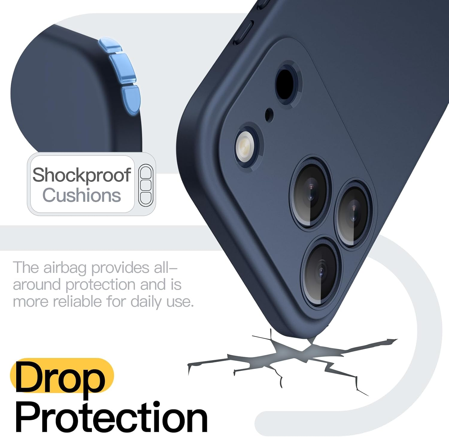 Jetech Case for Iphone 17 Pro Max 6.9-Inch, Camera Lens Full Protection, Soft TPU Protective Phone Cover with Matte Finish, Shockproof (Dark Blue) image number 5