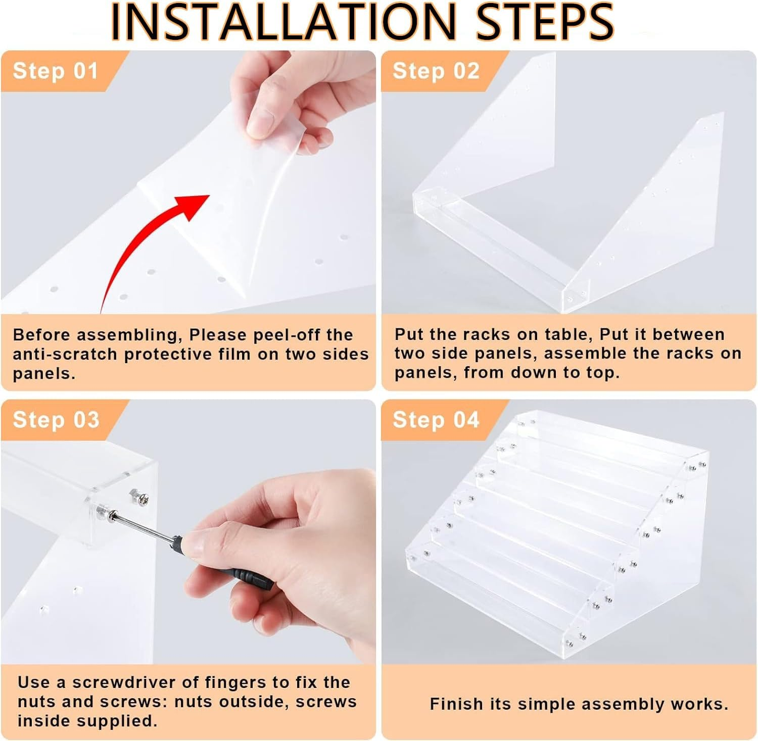 6-Layer Acrylic Nail Polish Organizer Rack,Nail Polish Organizer,Can Store Eye Shadow Tray, Cosmetics, Sunglasses Display Rack, Nail Polish Display Rack,Clear image number 2