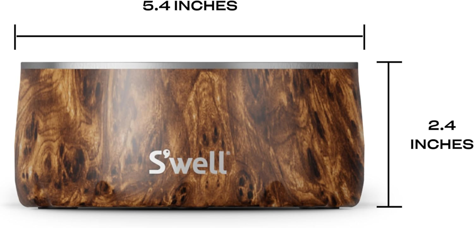S'Well Stainless Steel Dog Bowl - for Small to Medium Size Dogs - 16Oz, Teakwood - Non-Slip and No-Spill Design with Rubber Bottom, and Dishwasher Safe - Bpa-Free Pet Bowl for Food and Water image number 4