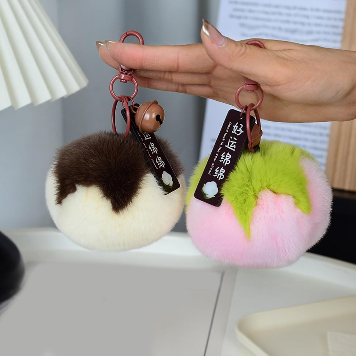 Whltzf 1. Premium Faux Hair Keychain with Metal Hook Stylish Bag Charm for Travel & Everyday Use Multi Use Keychain Pendant - Color 3 image number 4