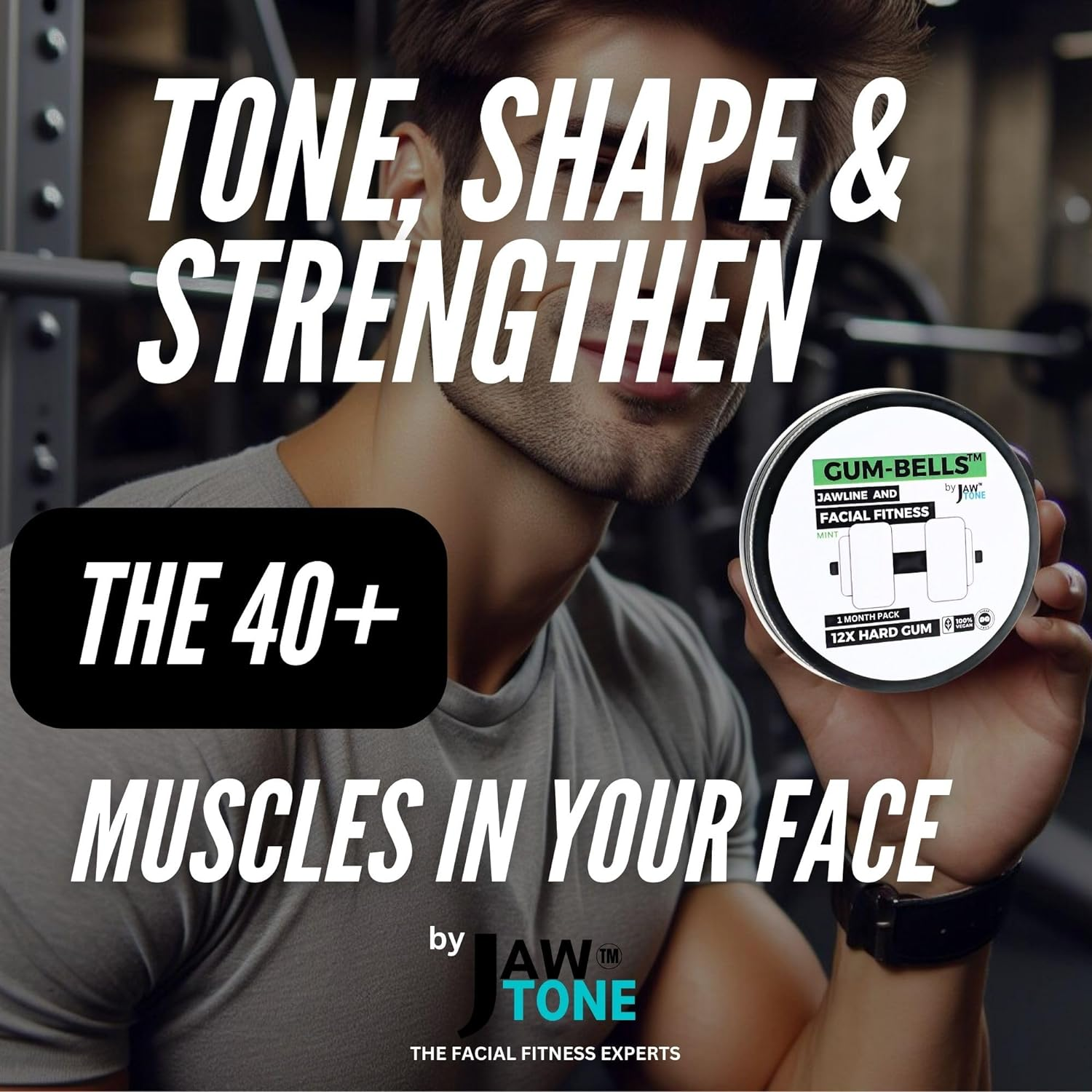 Gumbells&trade; 12Xhard Jawline & Facial Fitness Xylitol Chewing Gum (2MONTH-PACK) Enhance, Define & Strengthen Your Jaw Jawline Face Mouth & Jawrz Chios Style Workout Exerciser Trainer GUM 4 Men & Women image number 2