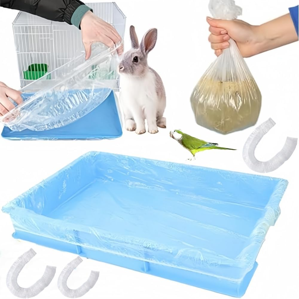 FACAING 50 Pcs Universal Pet Cage Liners for Small and Large Cages Base, Leakproof Plastic Film for Birds, Parrot, Rabbits,Cats,Dogs and Animal Cage Accessories image number 2