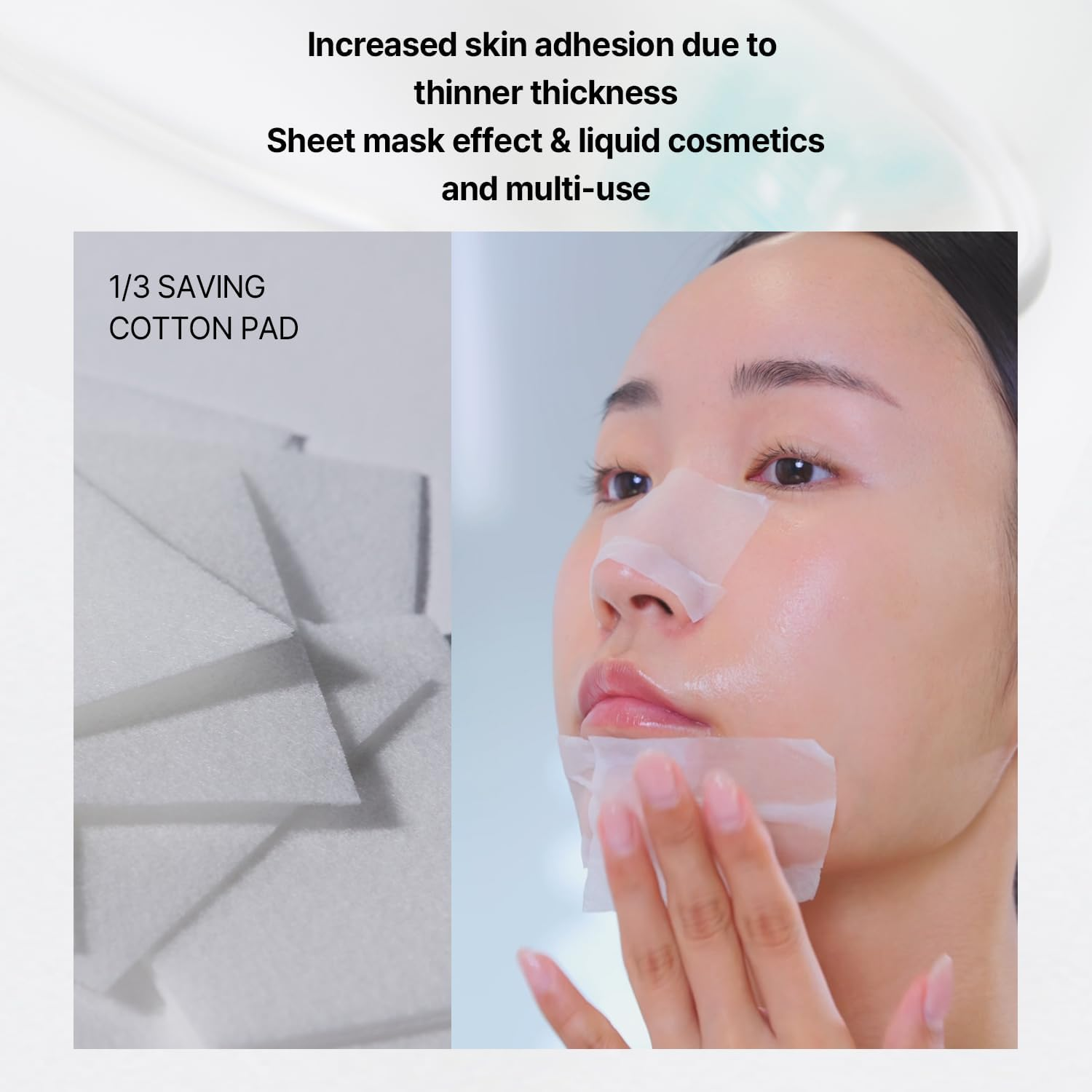 ILSO 1/3 Saving Cotton Pad, Thin Layer Perfect for DIY Toner Pad and Mask, 40 Sheets, Korean Skincare (50 X 70Mm) image number 3