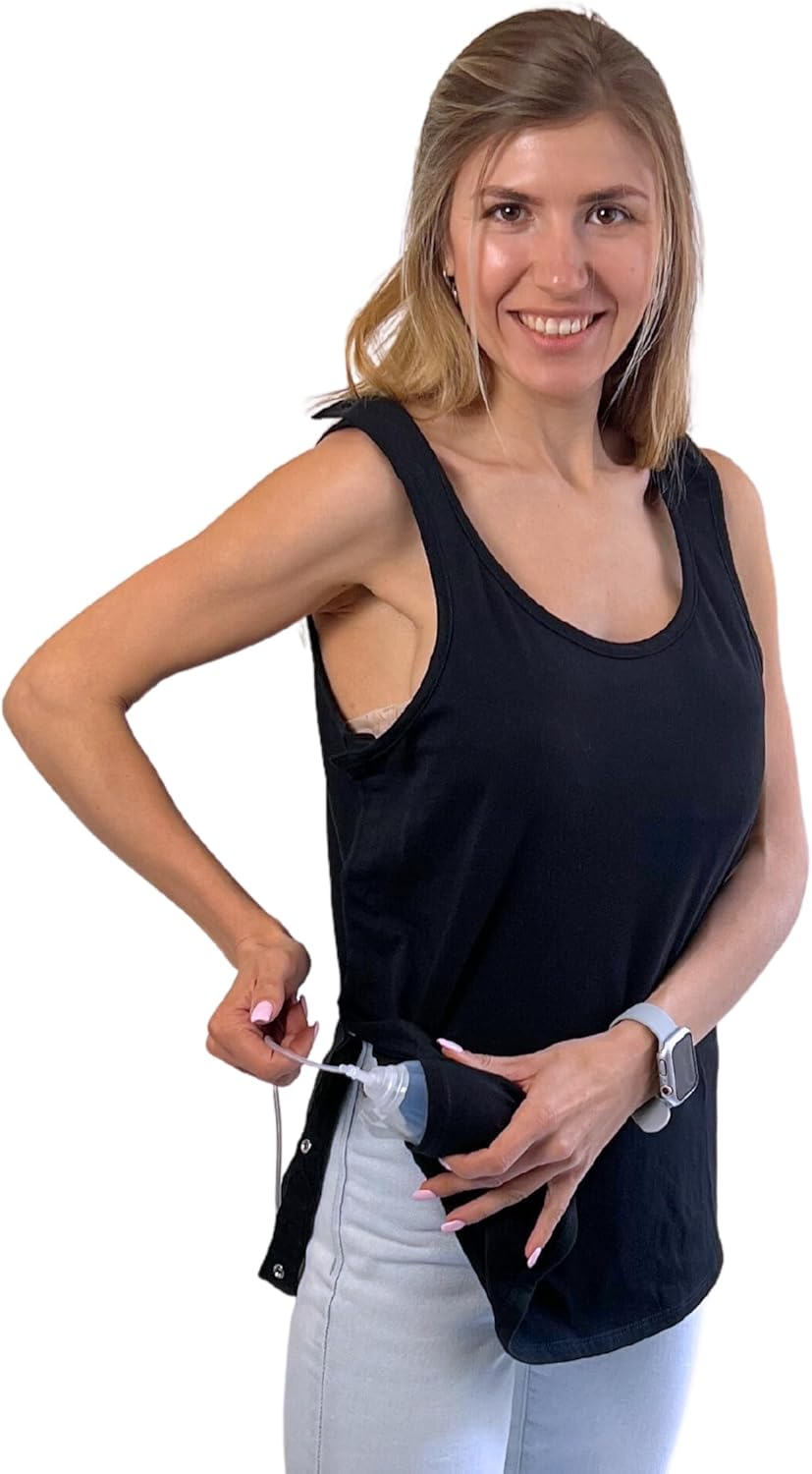 Inspired Comforts Mastectomy Recovery Tank Top with Drain Pocket & Snap-Access