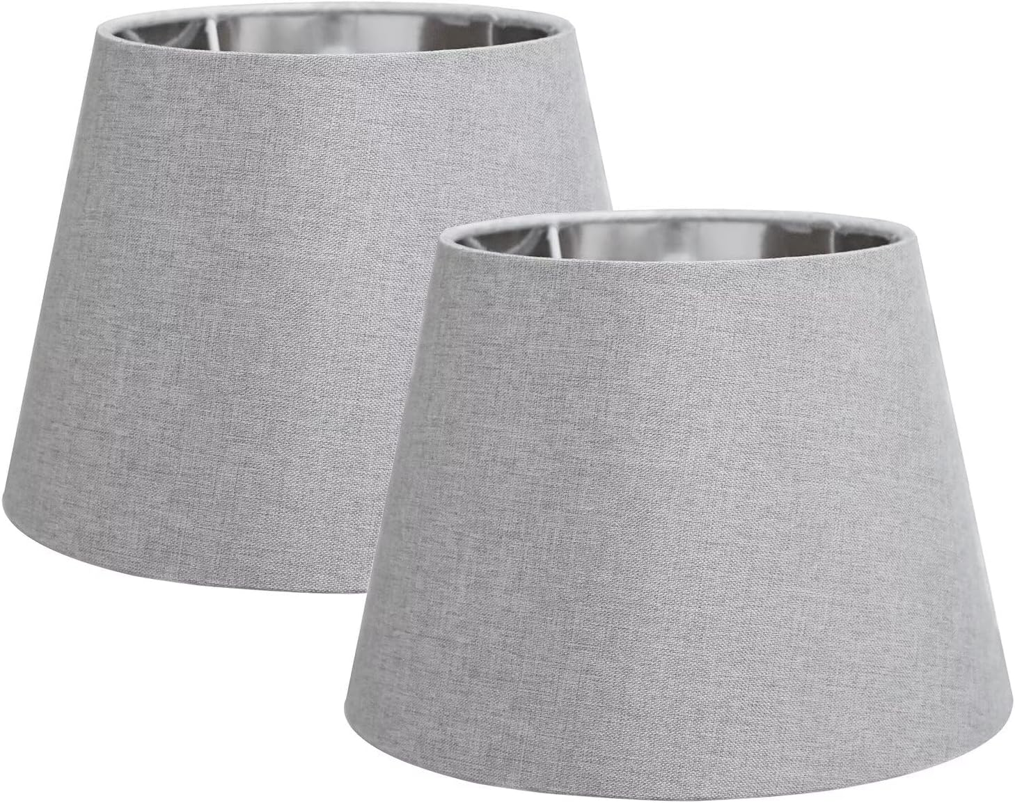 Sinta 2 Pcs 9" Lamp Shade Modern Tapered Replacement Grey Fabric Simple Style Light Shade with Silver Lining for E27/E14 Table Lamp/Wall Lamp image number 1