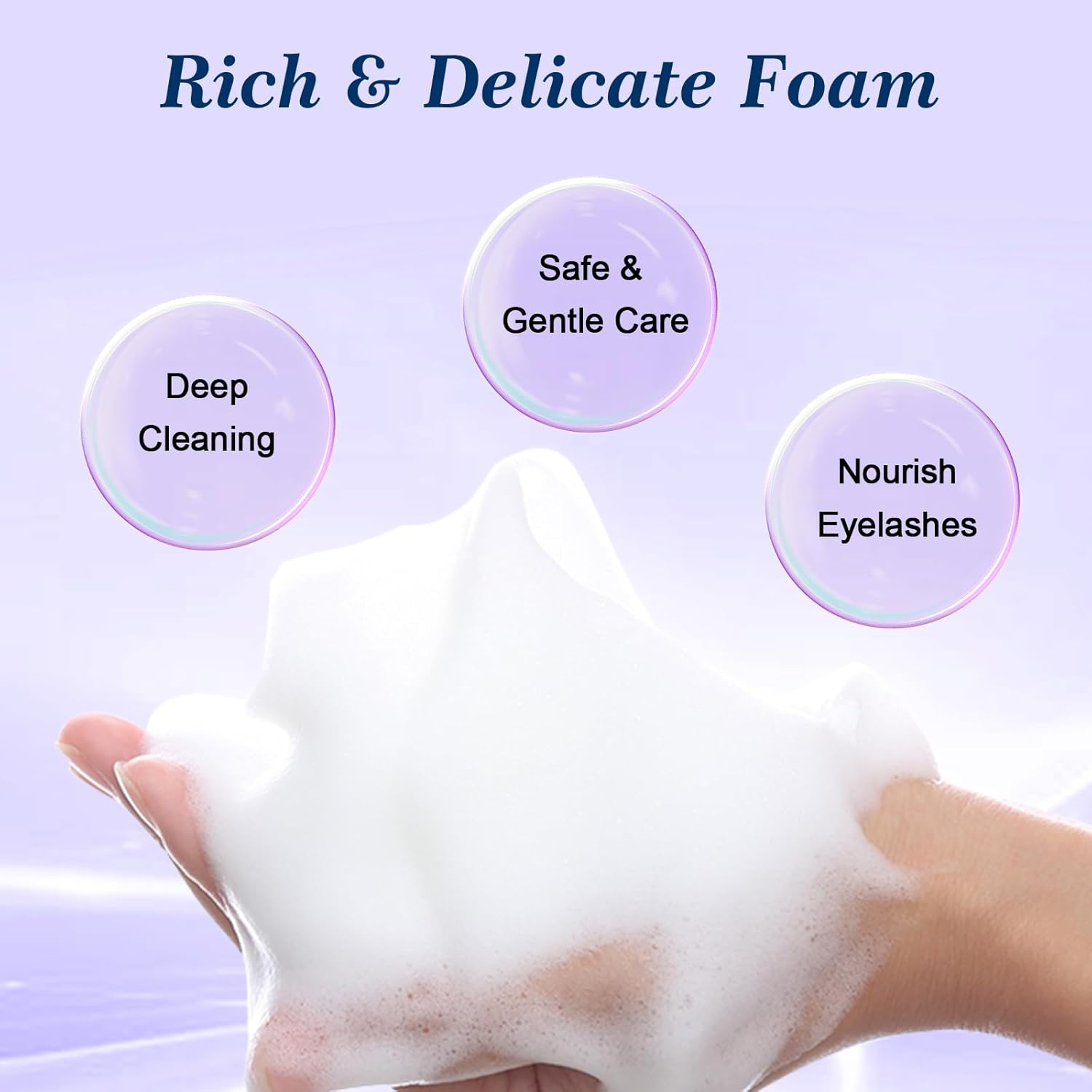 LZM Lash Shampoo Lash Cleaner - Eyelashes Wash Cleaning Kit for Cluster Lashes/Eyelash Extensions Bath Cleanser Foam, Soap, Care Oil Free, Professional Salon Use and Home (60Ml, 3-IN-1 SHAMPOO KIT) image number 3